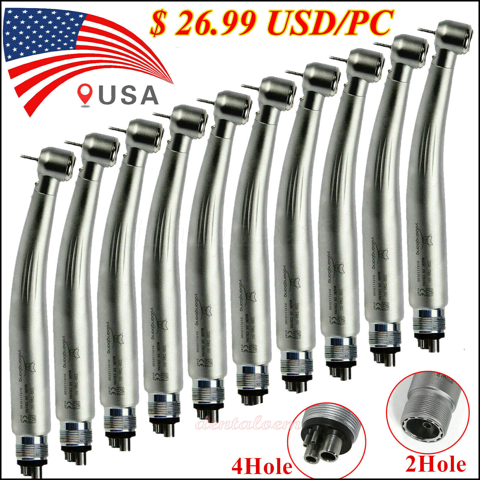 1-10 Yabangbang Dental (LED E-generator) High Speed Handpiece 4/2 Hole Fit NSK
