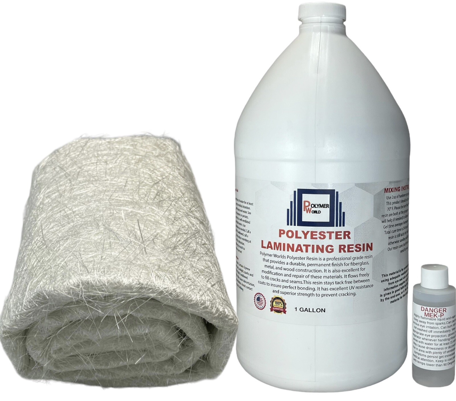 Fiberglass Repair Kit 1 Gal of Polyester Resin .75x50x5 Yard Chopped Strand Mat