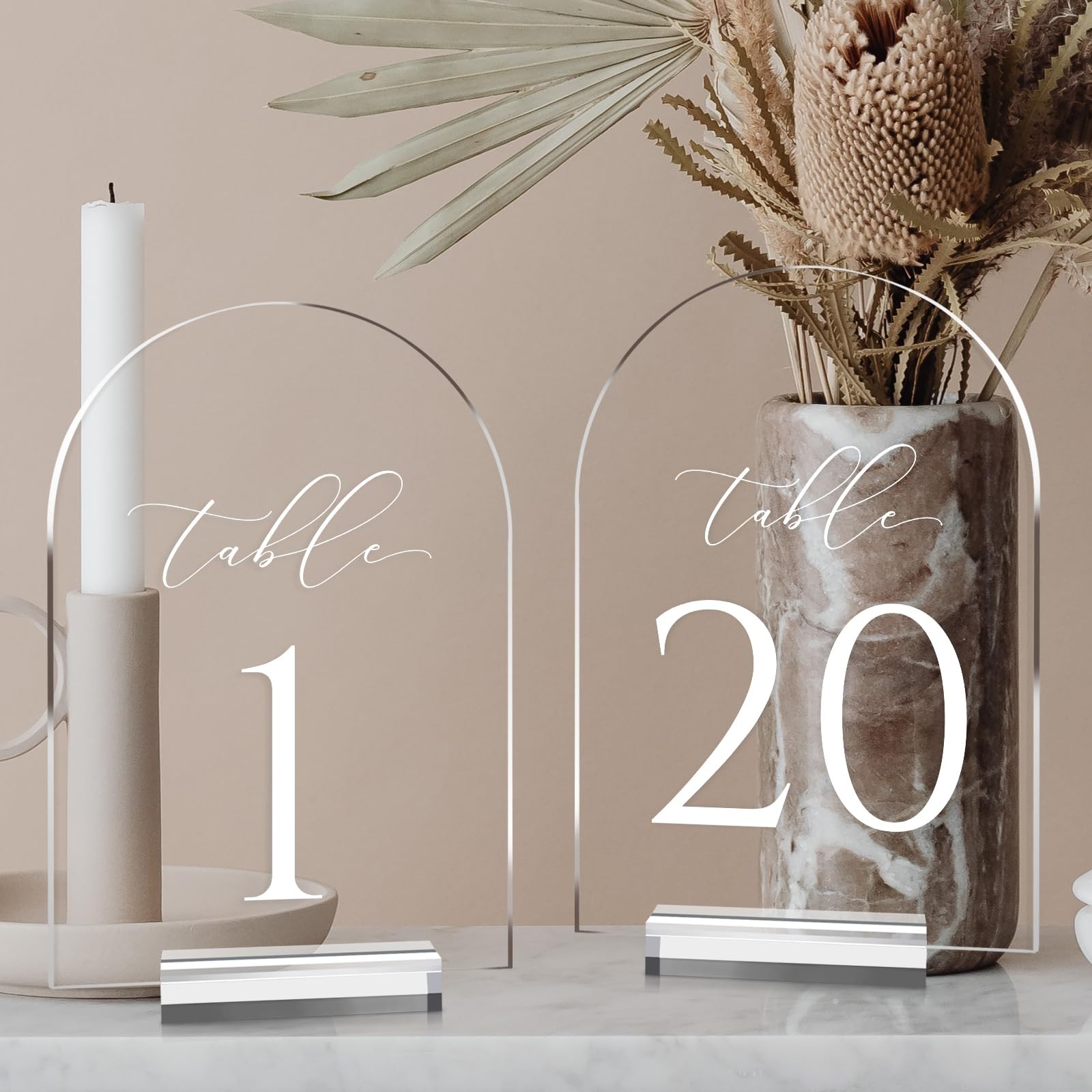Clear Arch Table Numbers for Wedding 5×7 Inch Arched Acrylic Table Numbers 1-20