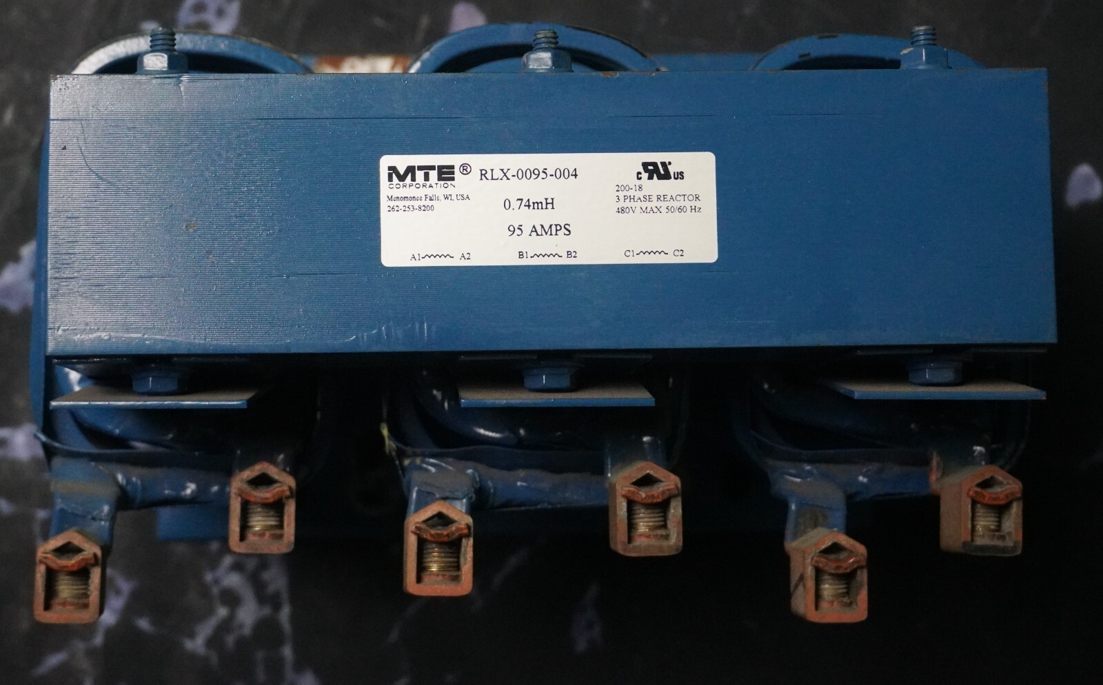 MTE Corp. 3 PHASE REACTOR RLX-0095-004 3PH 600V MAX 50/60 Hz 95A