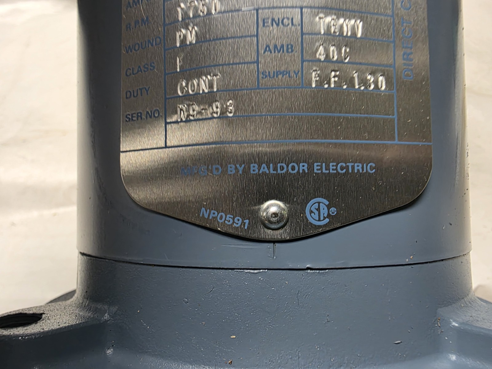 Baldor / Emerson Cat. 3120-411 1/2 Hp. DC Electric Motor 56C Fr. 90 V. 1750 rpm