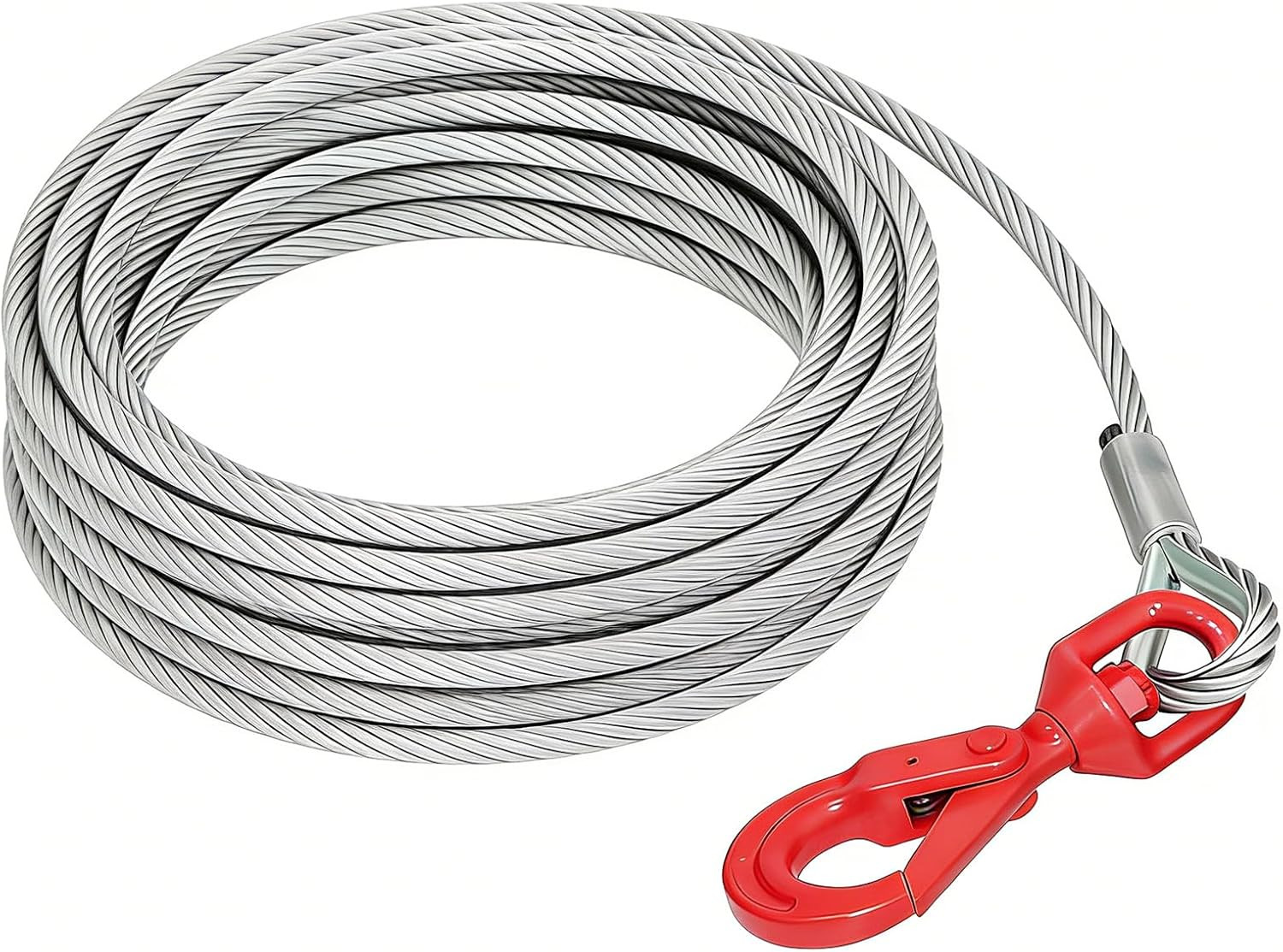 3/8″ X 75′ Wire Cable, Heavy Duty Galvanized Steel Winch Cablewith Self-Locking