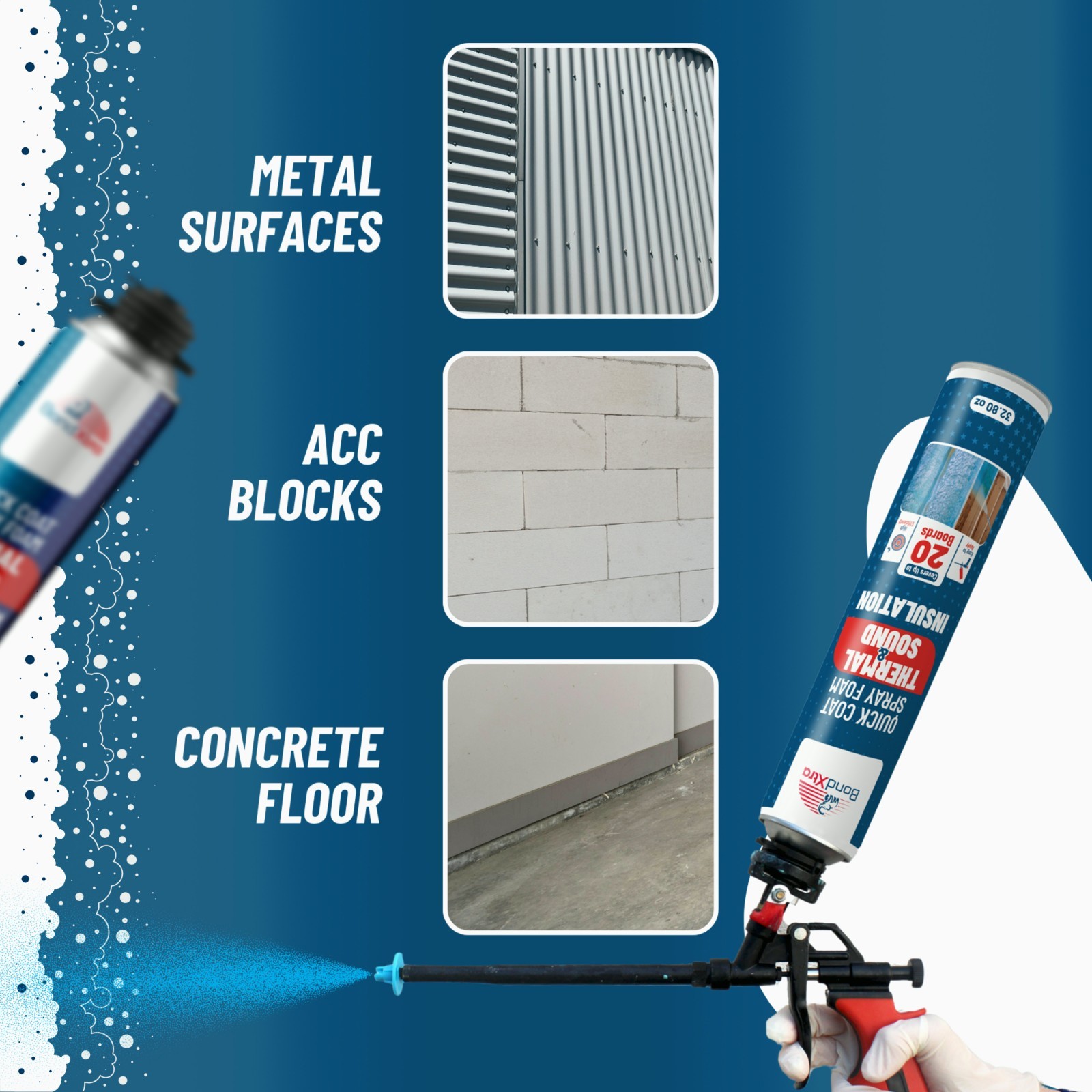 BondXtra Spray Foam Insulation Kit (24 x 32.80 oz/930 gr 480 Brd ft) Self Expan