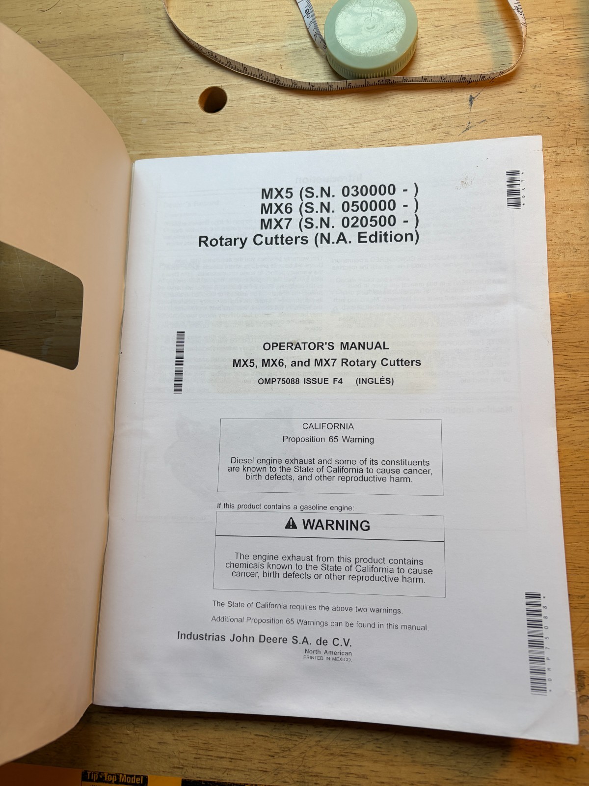 John Deere MX5, MX6, & MX7 Rotary Cutters Operator Manual OMP75088