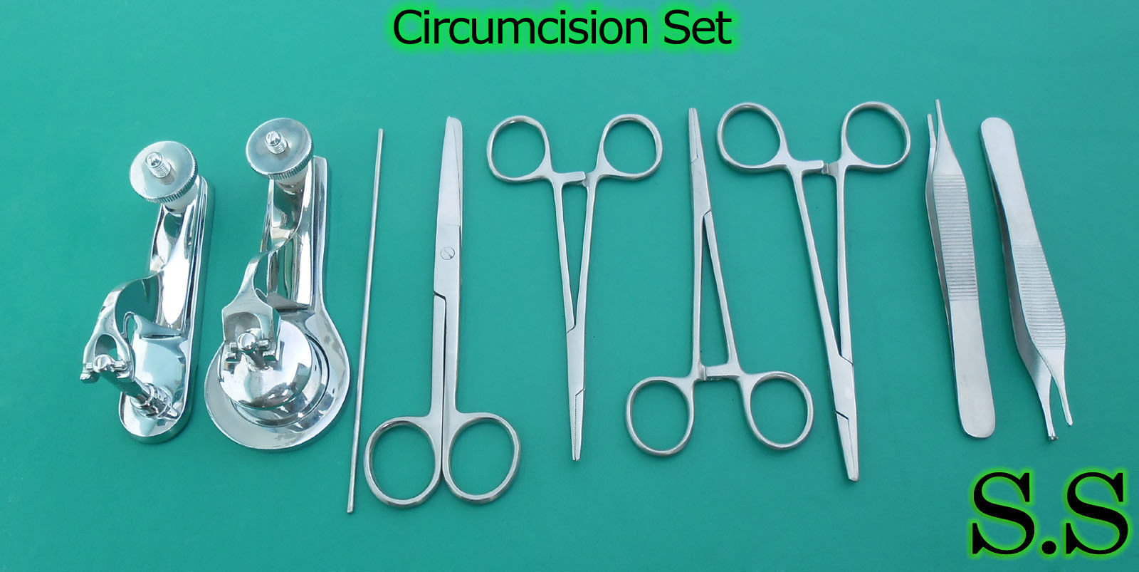Circumcision Set c/w «2 Gomco» style clamp 1.1cm+3.5cm, s/s & 6 s/s inst DS-831