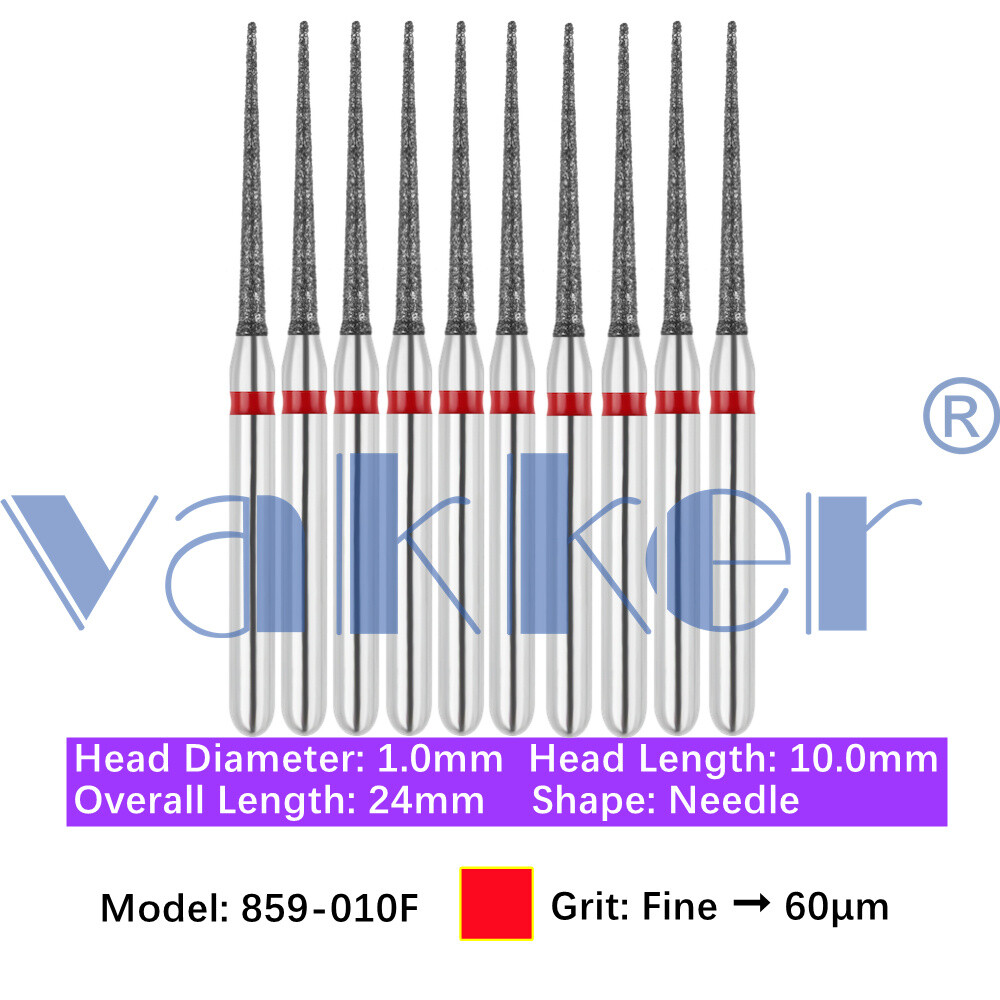 Vakker 10pc Diamond Bur Needle Diamond Burs for Handpiece Fine Medium Coarse