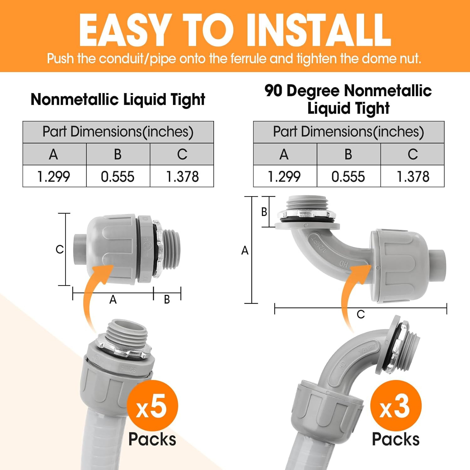 100FT Liquid-Tight Conduit and Connector Kit, 1/2 Flexible Non Metallic Electric