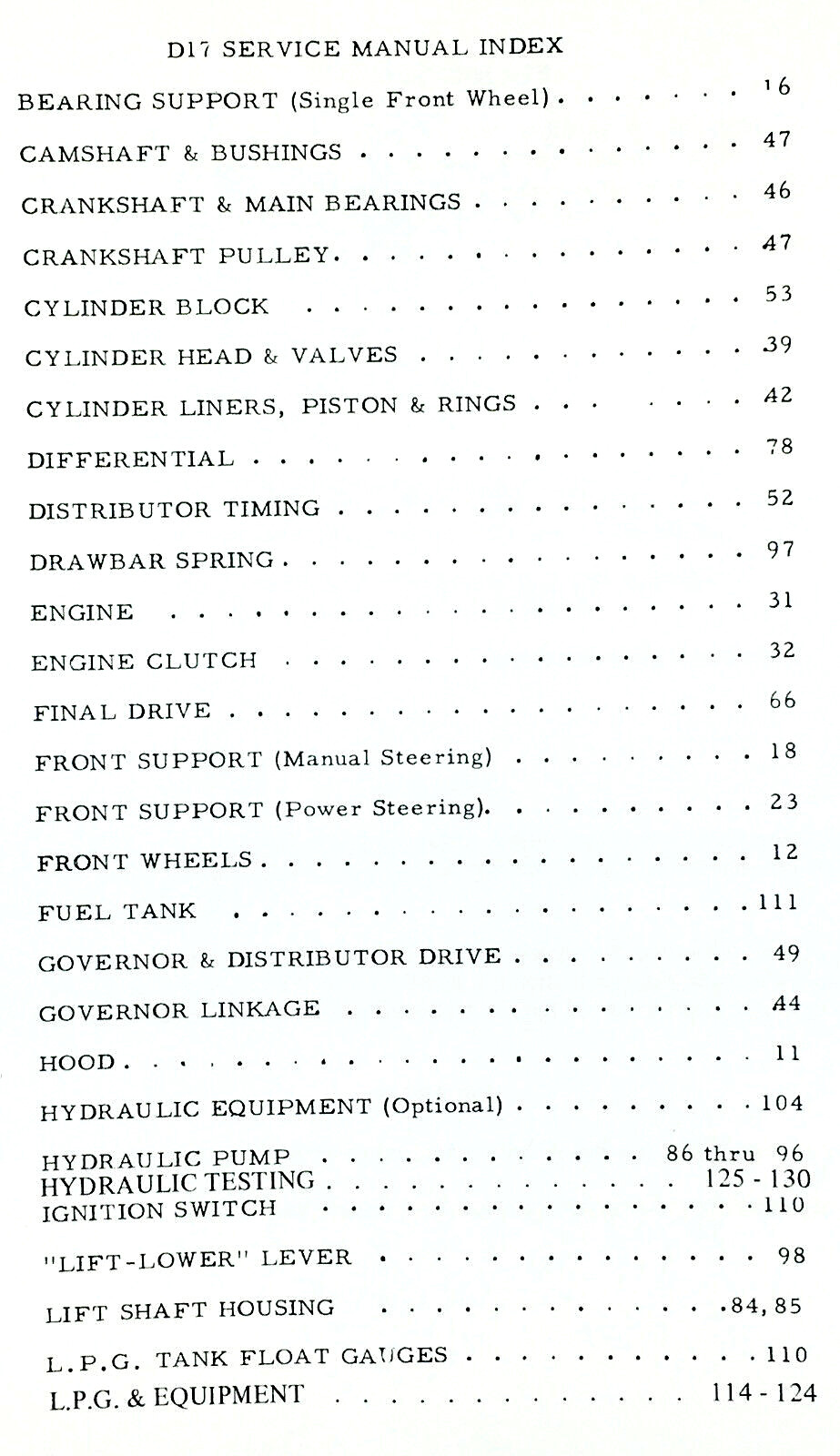 Allis Chalmers D-17 Series 3 Iii Tractor Service Repair Parts Operators Manual