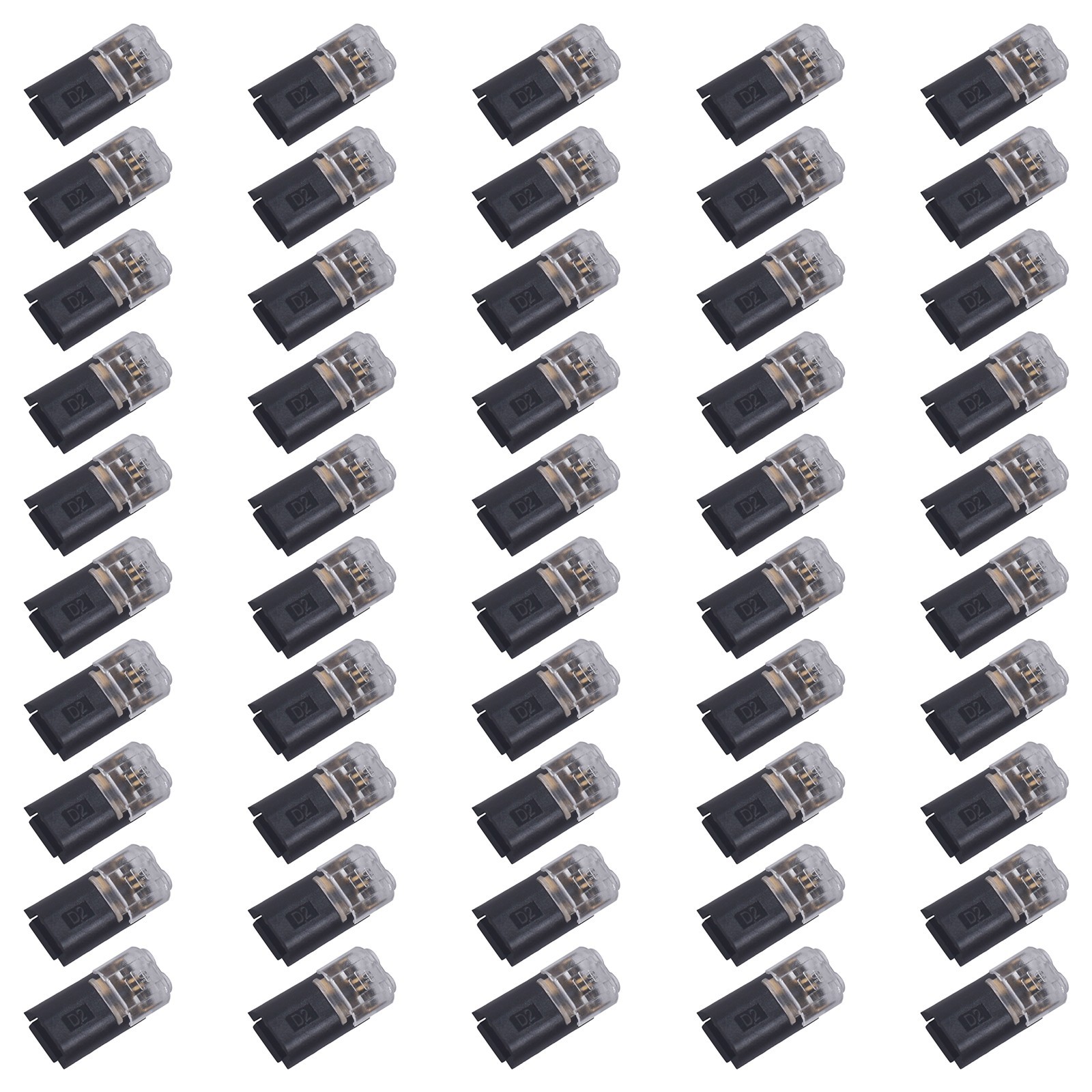 50 pcs Double-Wire Plug-in Connector, Cable Clamp with Locking Buckle, AWG 18-22