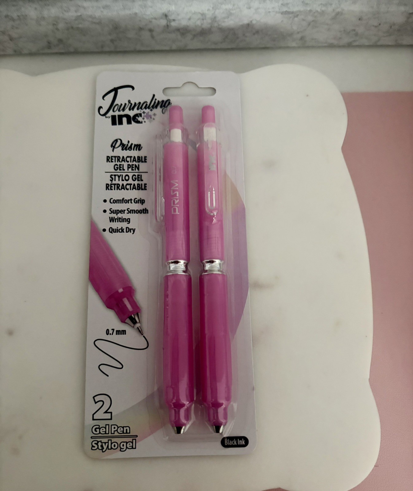 Journaling by INC Prism Retractable Gel Pens 0.7mm Black Ink 2 – pack- PINK