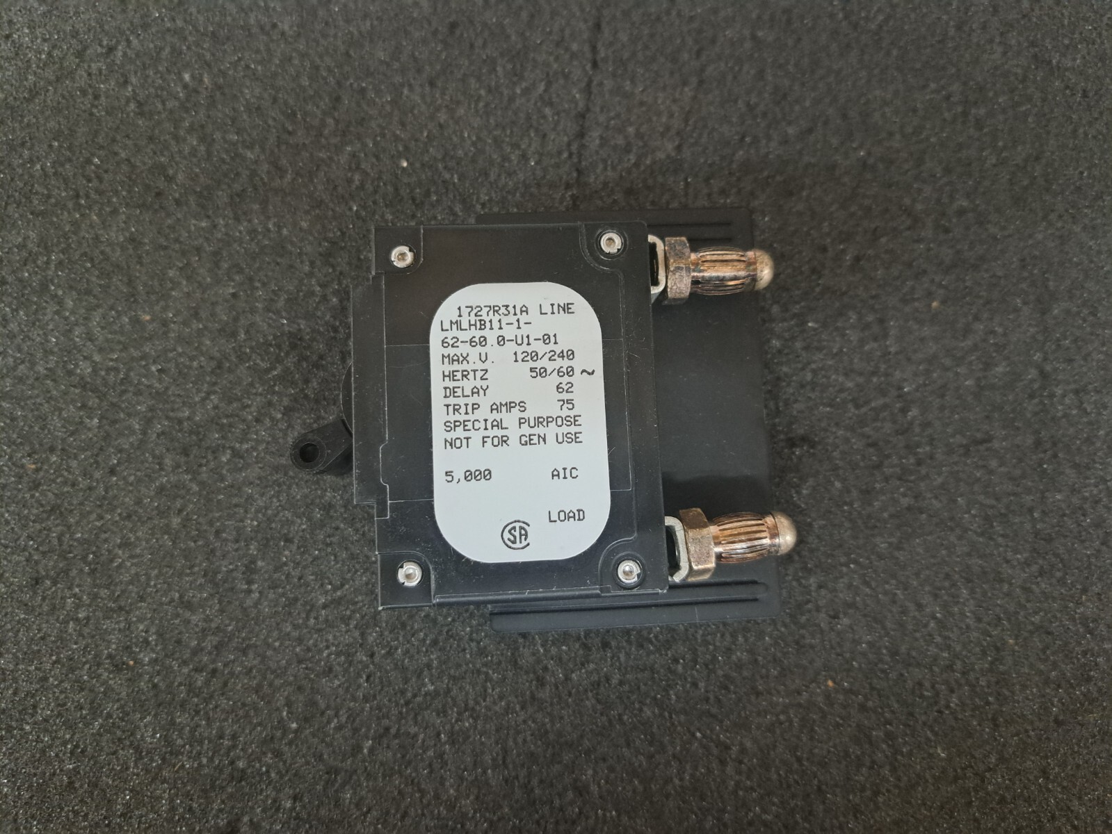 New, Sensata, LMLHB11-1-62-60.0-U1-01, CIR BRKR MAG-HYDR 60A LEVER