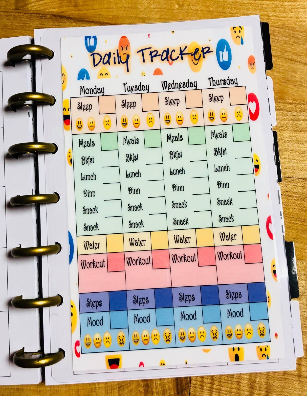 Daily Tracker Dashboard for use with the MINI Happy Planner
