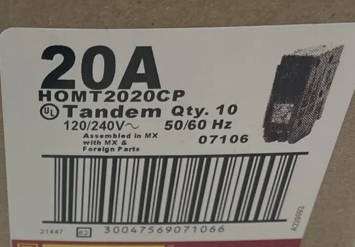 NEW Square D HOMT2020CP Tandem Circuit Breaker Single-Pole 20 Amps