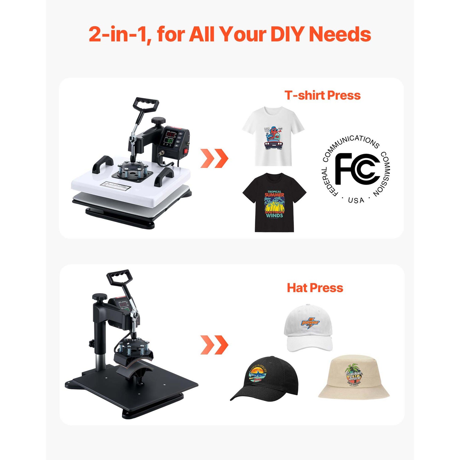 Uimoso Heat Press Machine Multifunctional Sublimation Tool for T-Shirts and Hats