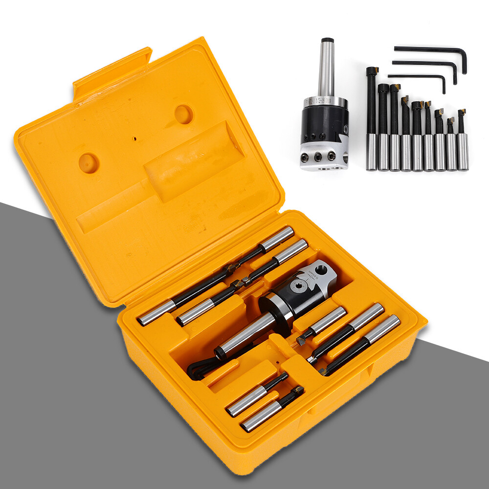 MT2-F1-9pcs Boring Head 1/2″ Carbide Boring Bar Full Set Milling NEW