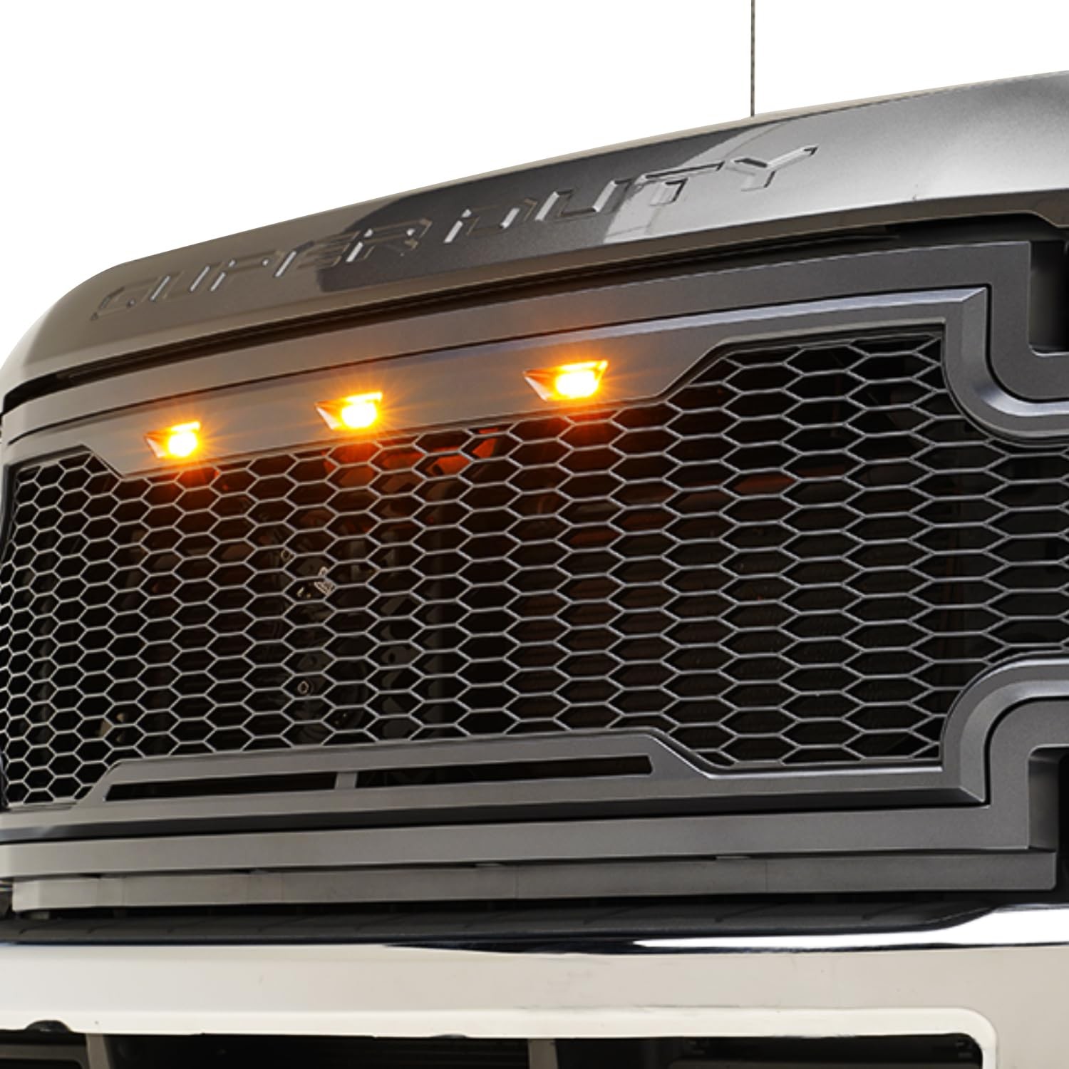 HONEYCOMB MESH GRILL FRONT GRILLE FOR 2017-2019 Ford Super Duty METALLIC GRAY