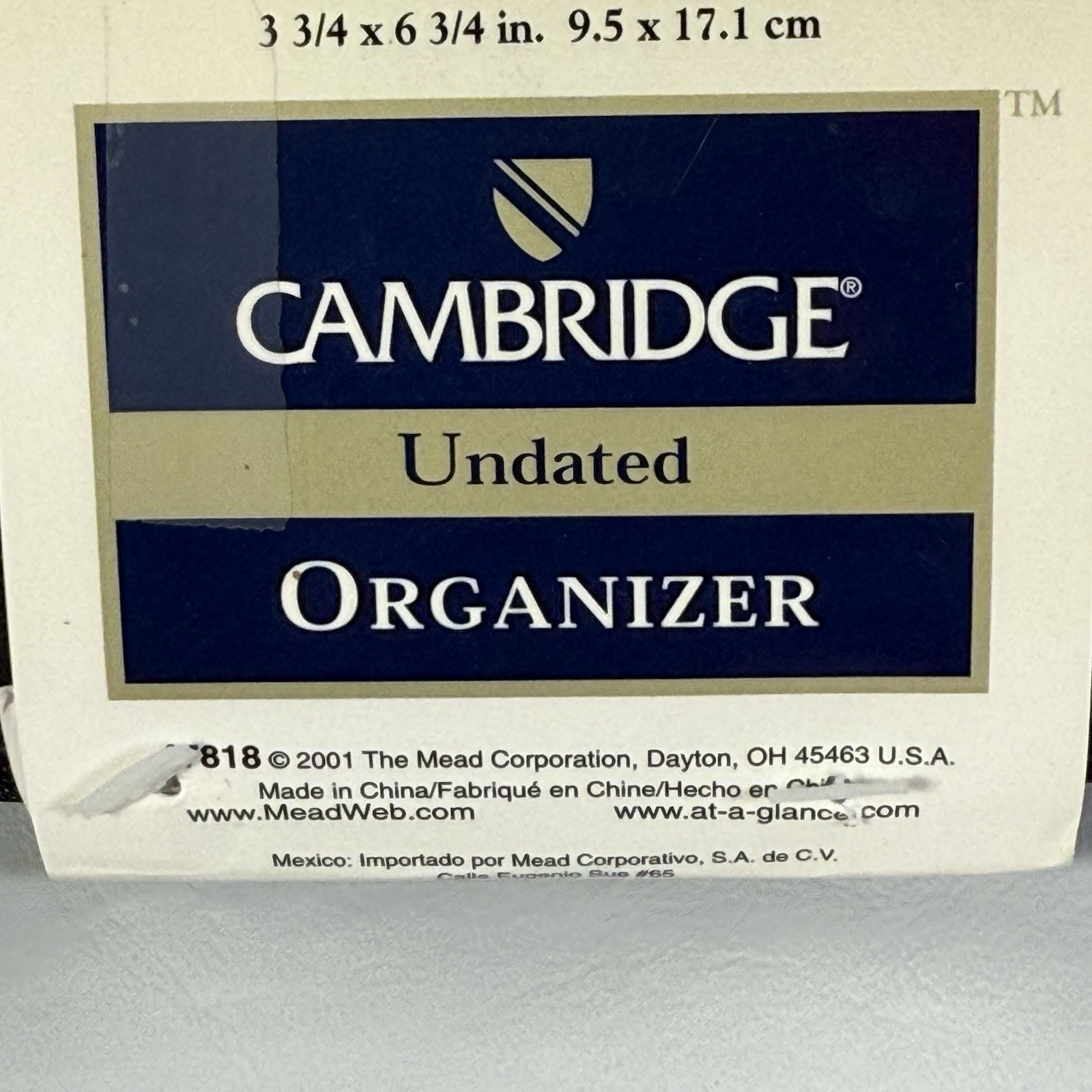 Cambridge Mead Organizer Undated Planner Slim Binder Calendar Black Faux Leather