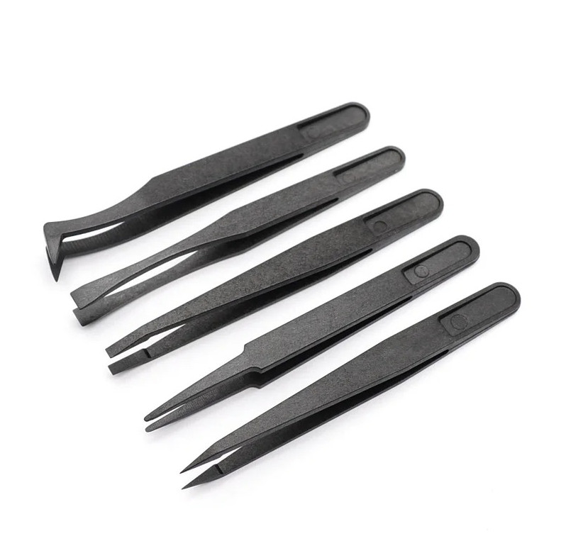 5pcs Anti-Static Plastic Tweezers Set Heat Resistant Repair Tool Kit – NEW