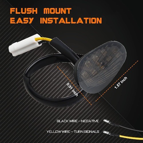 Flush Mount Motorcycle Turn Signals Smoked Lens LED Blinkers Color: For Yamaha