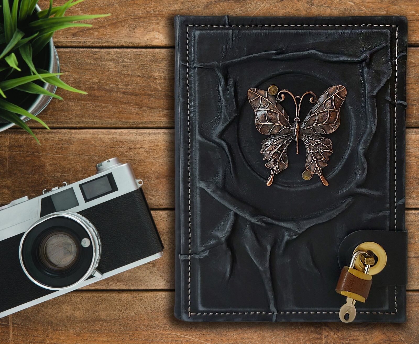 Fairy Butterfly Leather Notebook Diary, Handmade Diary Journal With Lock.