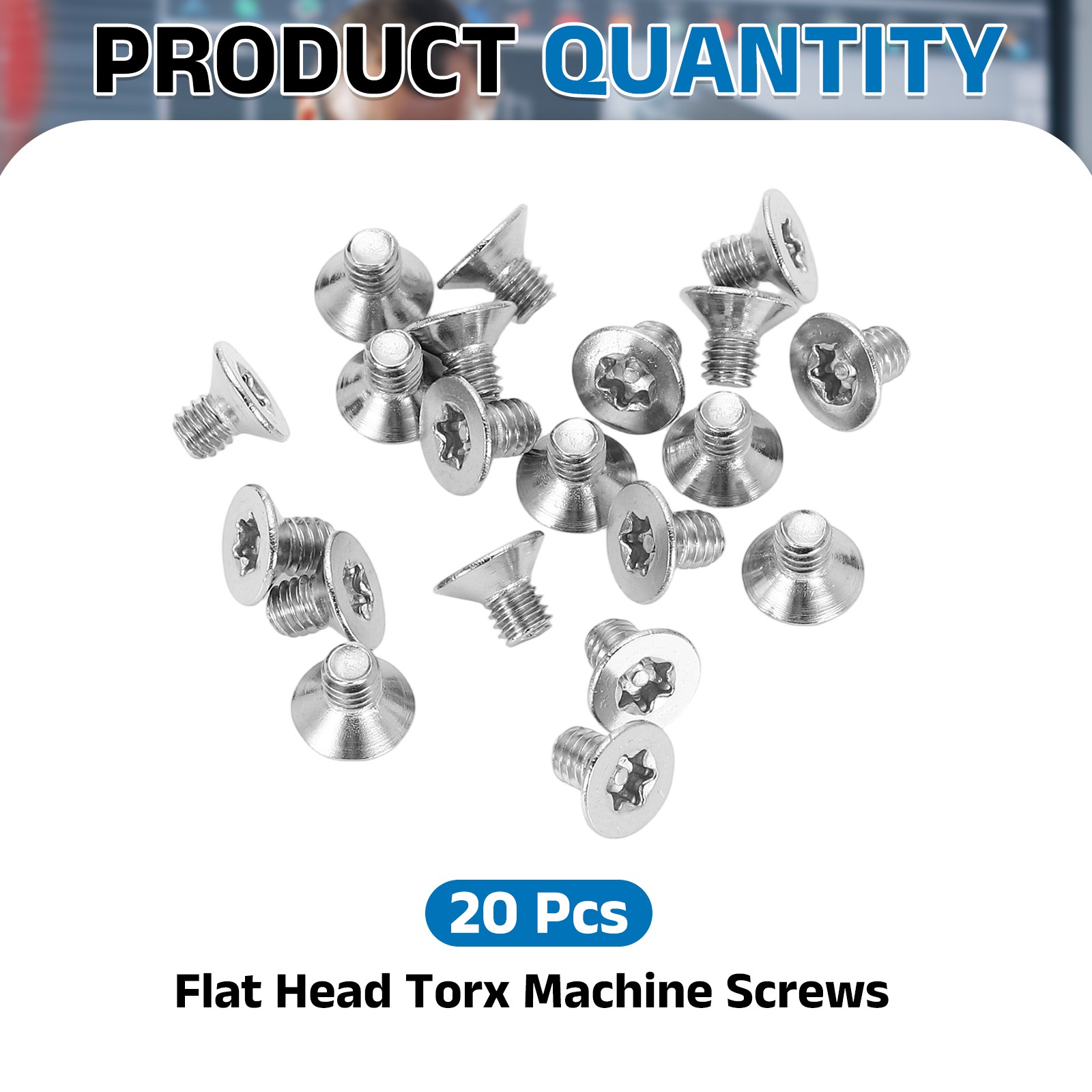 M4-0.7 x 6mm Flat Head Torx Machine Screws, 20 Pcs 304 Stainless Steel