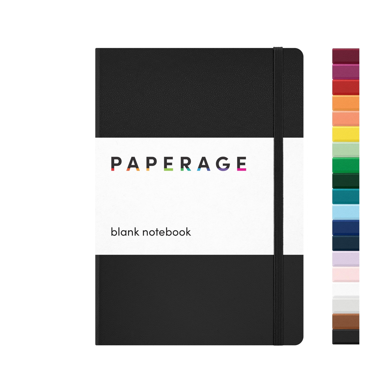 PAPERAGE Blank Journal Notebook, (Black), 160 Pages, Medium 5.6 in x 8 in – 1…