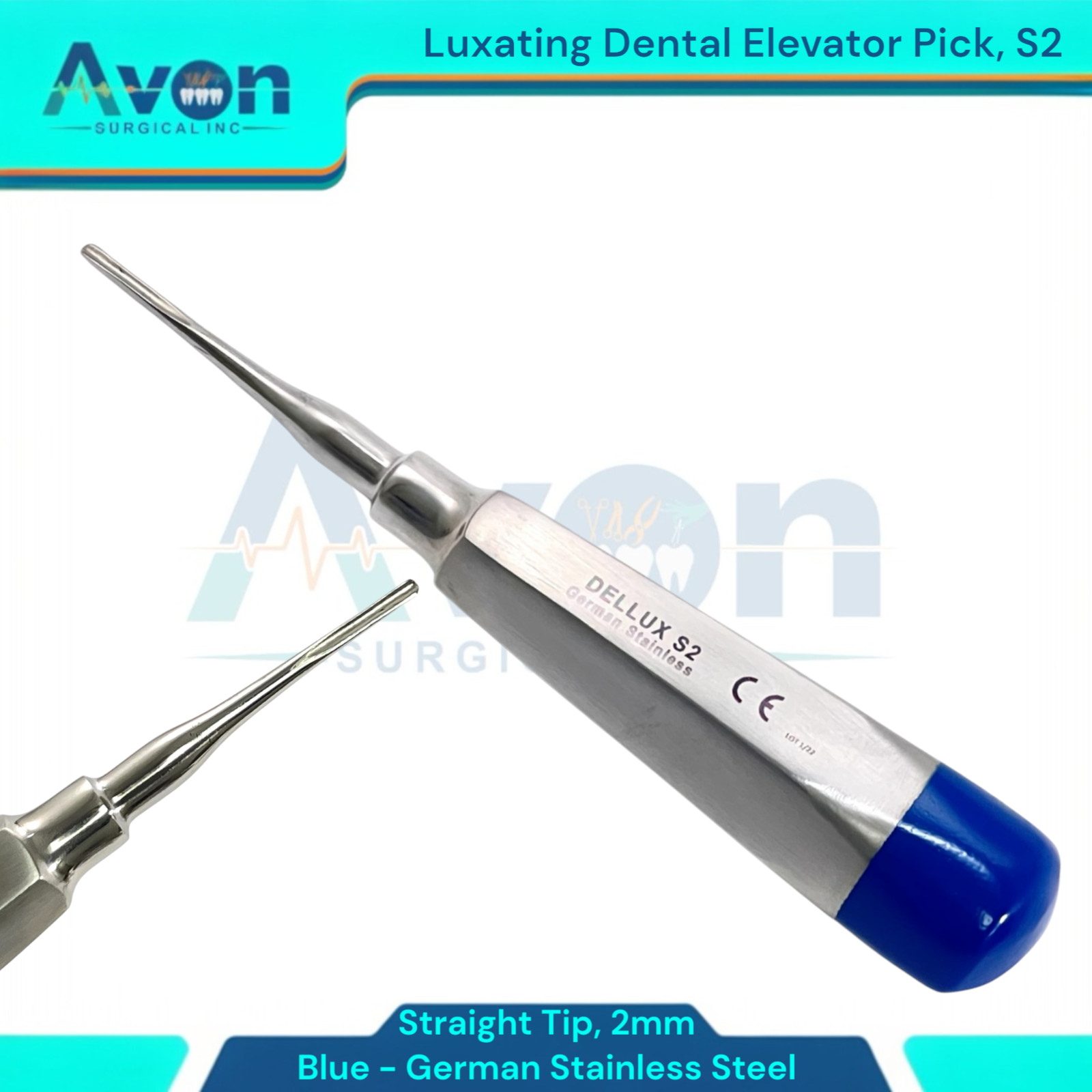 Dental Tooth Extraction Luxating Elevators, 1.5mm to 5mm, STR, German Steel(5PK)