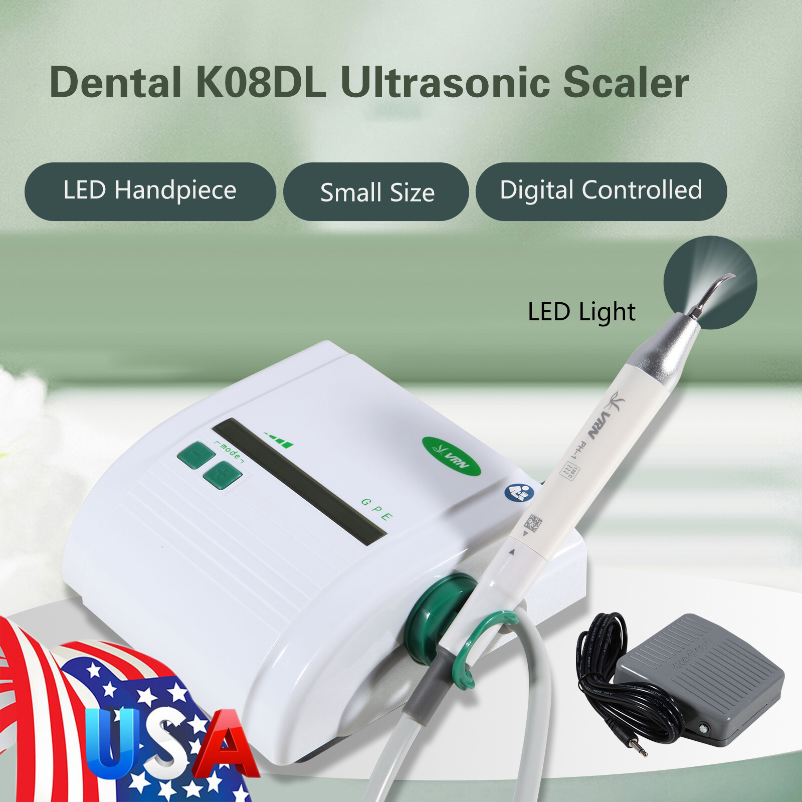 Cavitron Dental Ultrasonic Scaler +LED Light Handpiece +5*Tips fit EMS VRN-08DL
