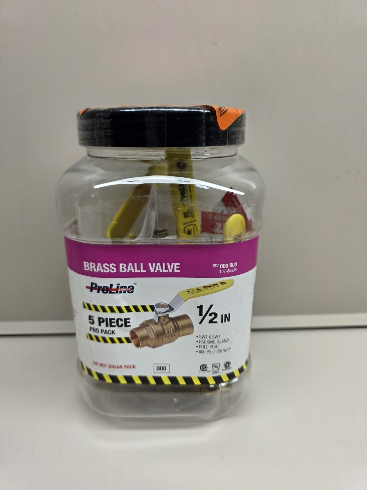 (1) NEW, Sealed ProLine 1/2″ Brass SWT Full Port Ball Valve, 5-pack, 107-853J5