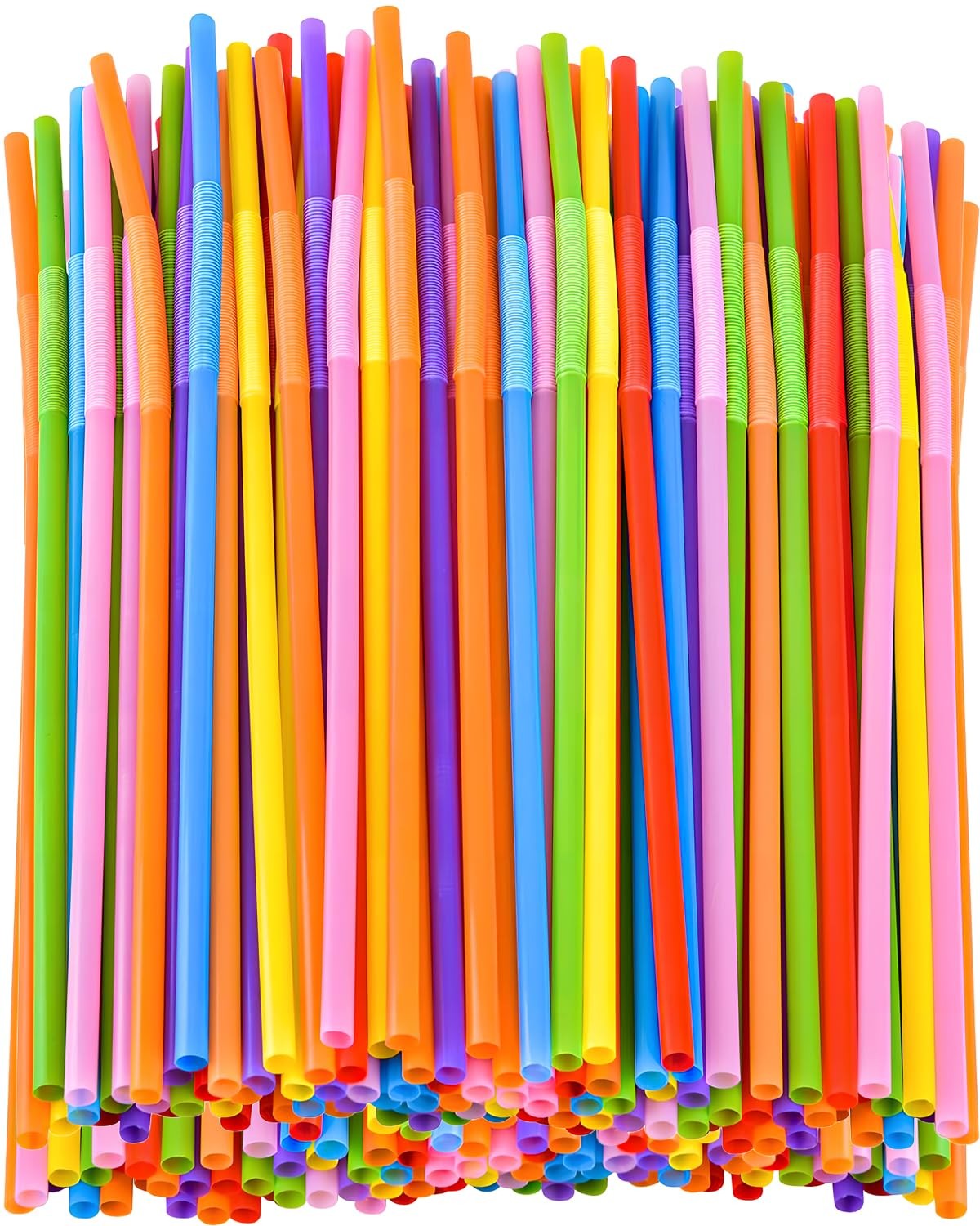 100 Pcs Colorful Flexible Plastic Straws,12.9 Inch one size, multicoloured