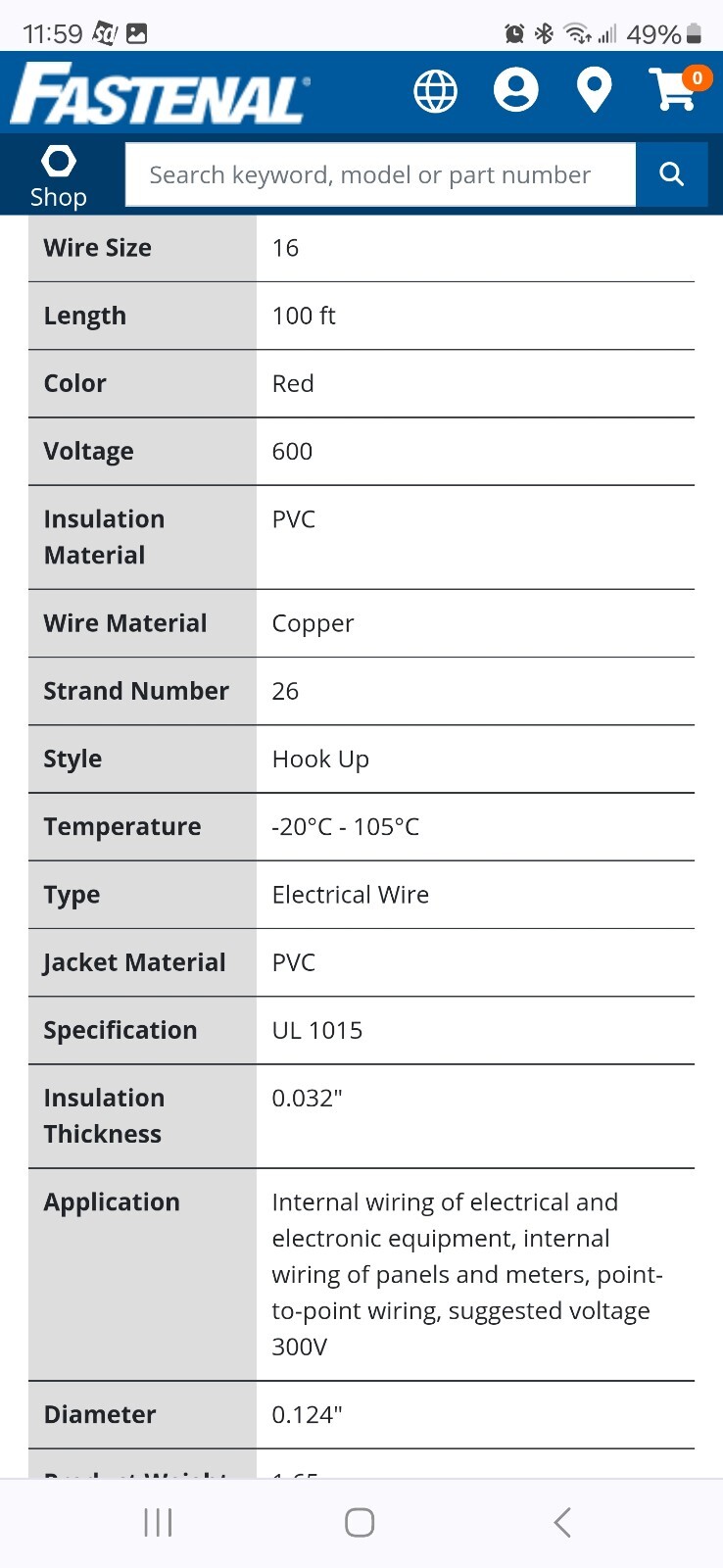 Carol 18410 16awg Stranded Copper PVC HookUp Wire AWM Red 100ft Appliance 600V