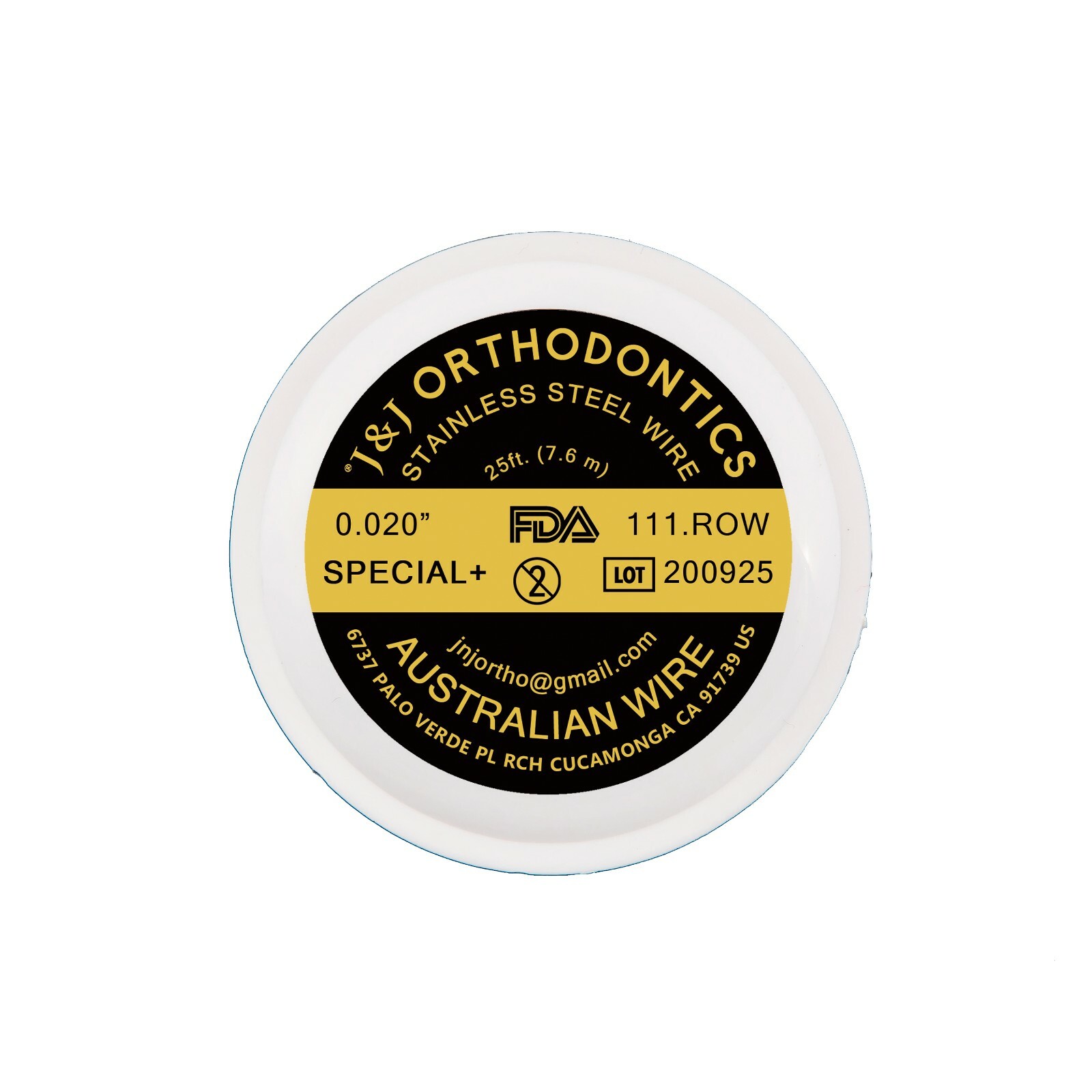 J&J Ortho™ Orthodontic Australian Wire Spool 25′(7.6m) Special Plus