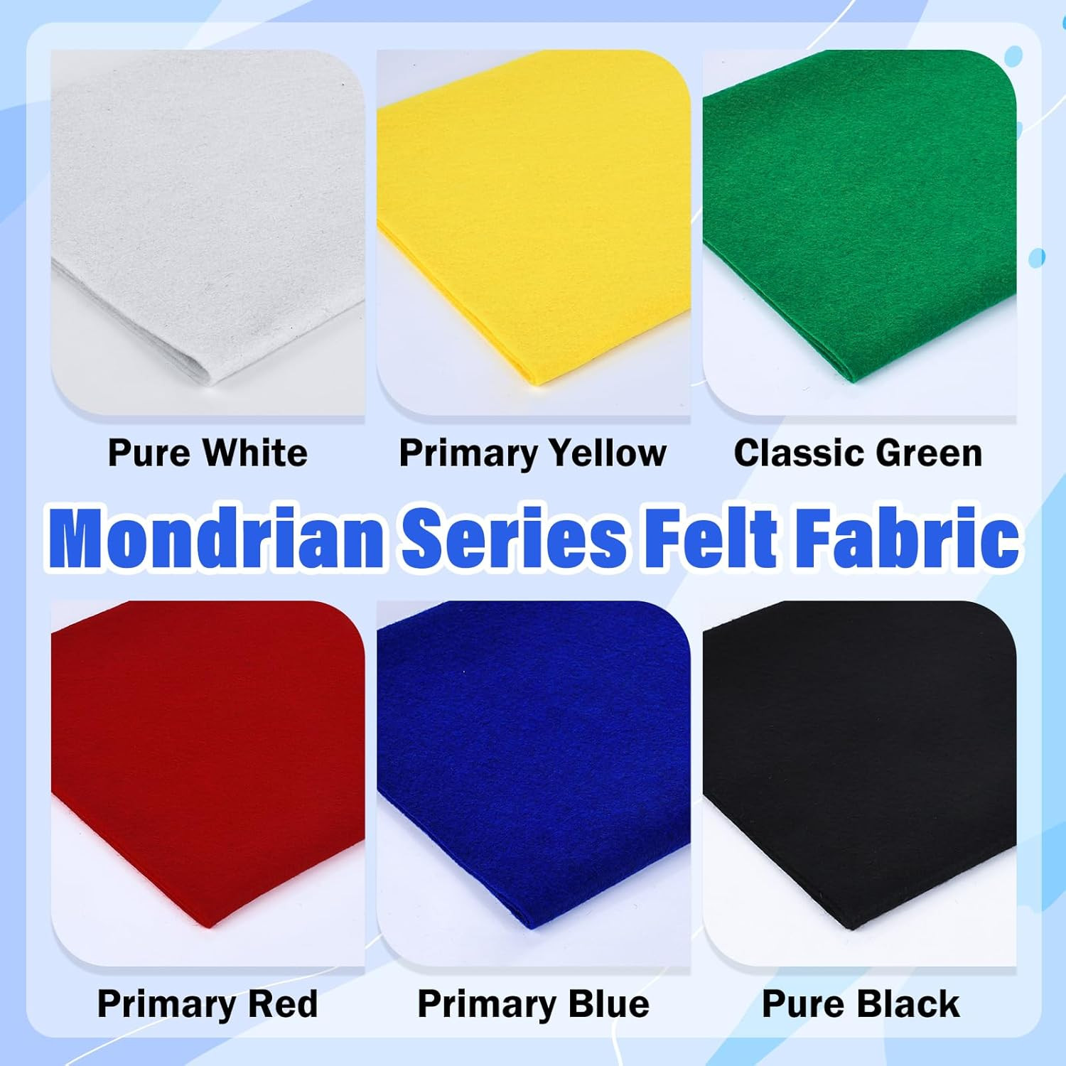 6 Rolls 12″X35″ 1.4Mm Thick Soft Felt Fabric Sheet 6 Assorted Mondrian Series Co
