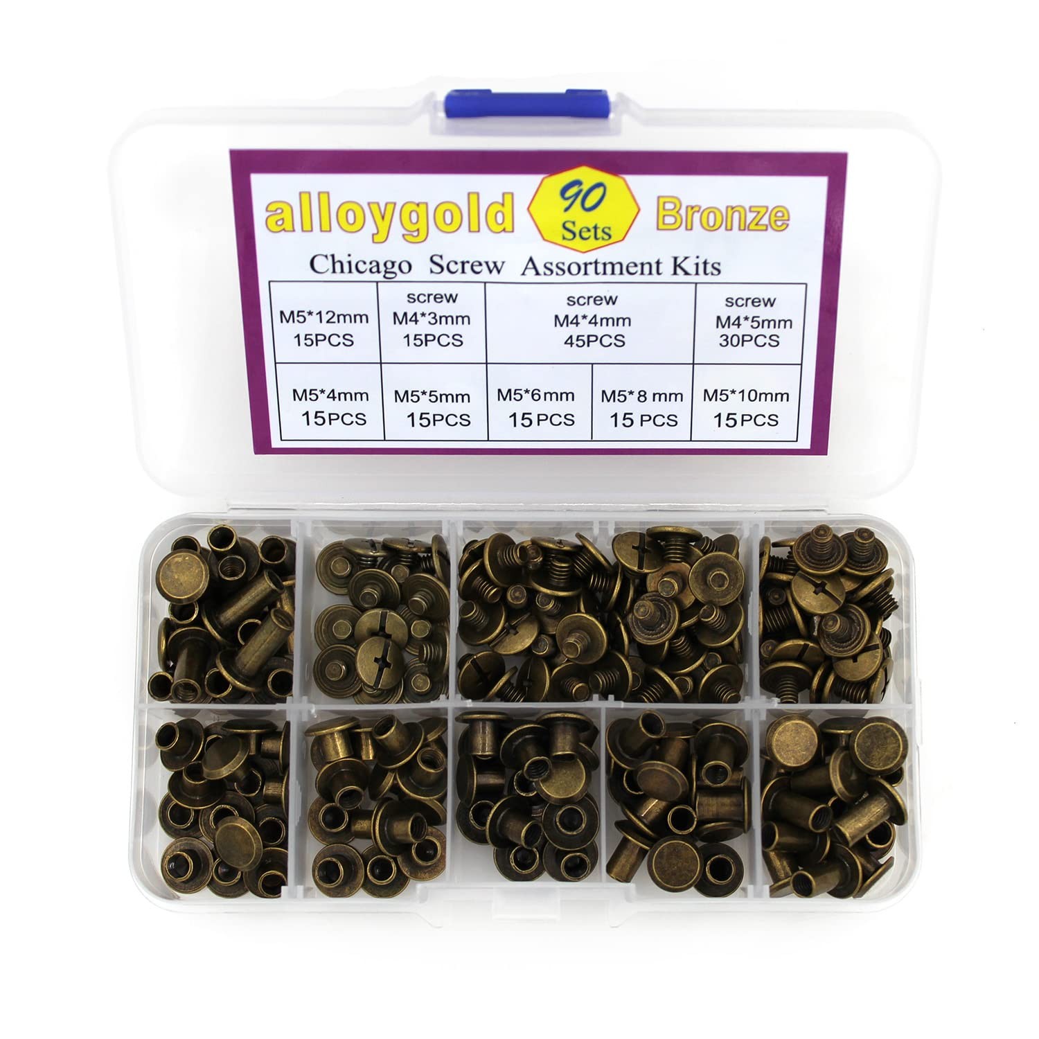 Chicago Bronze Screws Leather Rivet Kit M5 X 4-12 Screw Rivets 6 Sizes