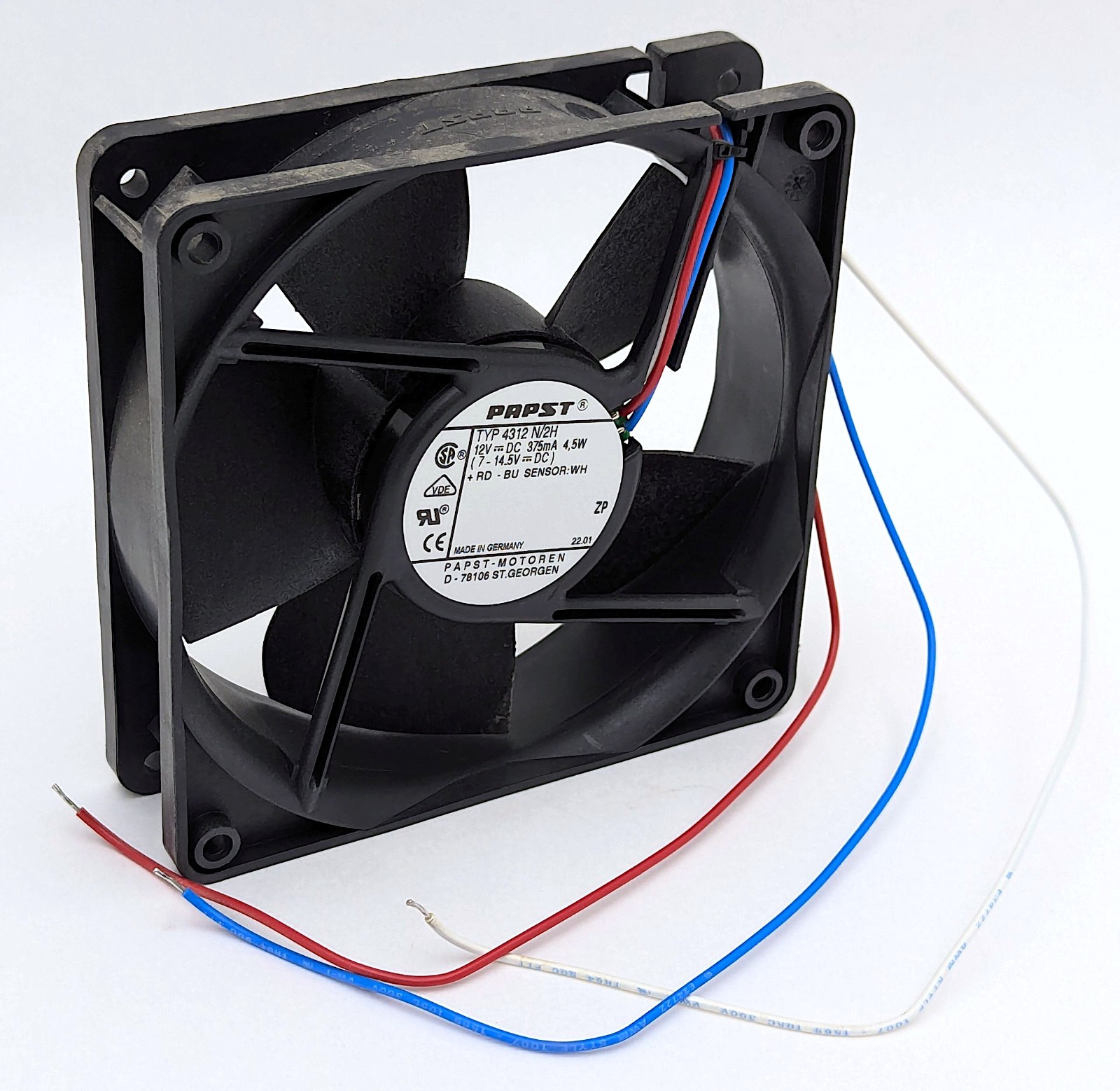NEW ebm Papst TYP 4312 N/2H DC Axial Cooling Box Fan 12V 4.5W 119mm 120mm 3-Wire