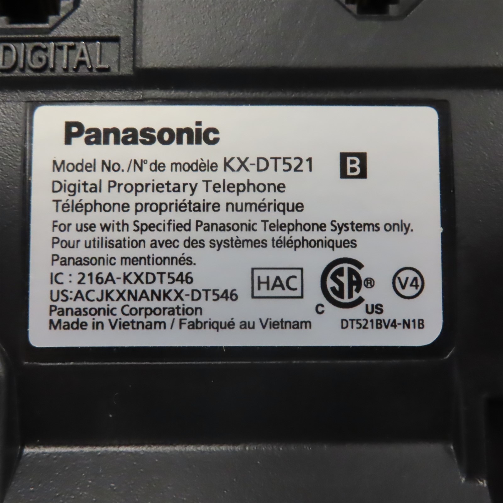 Panasonic KX-DT521-B Black Digital Phone 1-Line Backlit LCD 8 Buttons Wall Mount