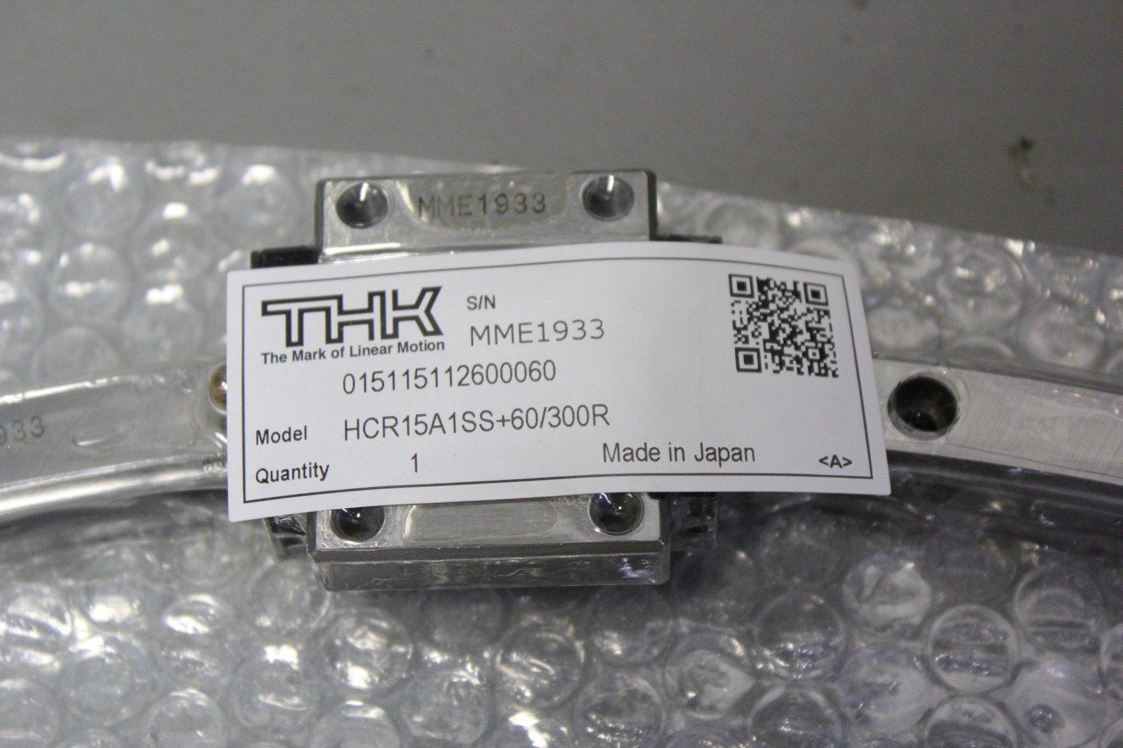 NEW THK CURVED GUIDE RAIL & BEARING BLOCK HCR15A1SS+60/300R HCR SERIES