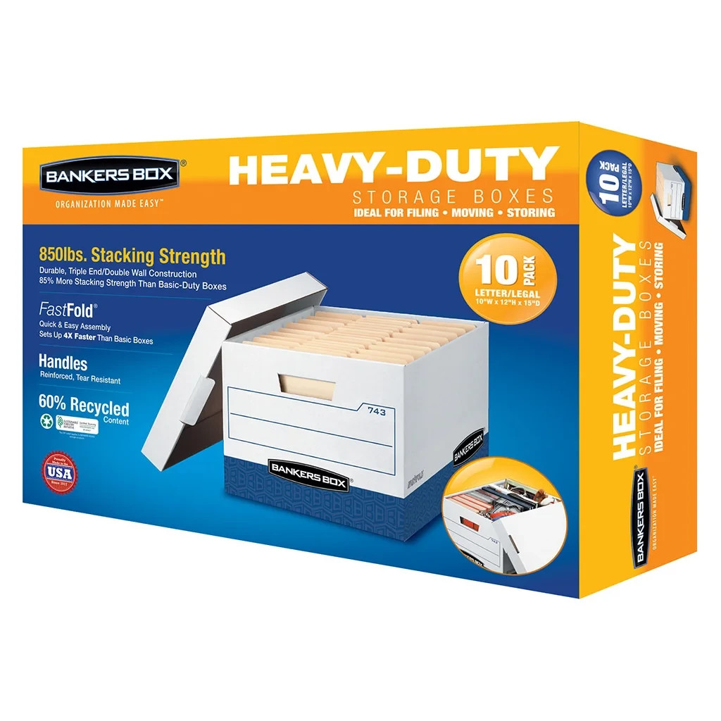 Bankers Box Heavy Duty File Boxes Letter/Legal 10-pack