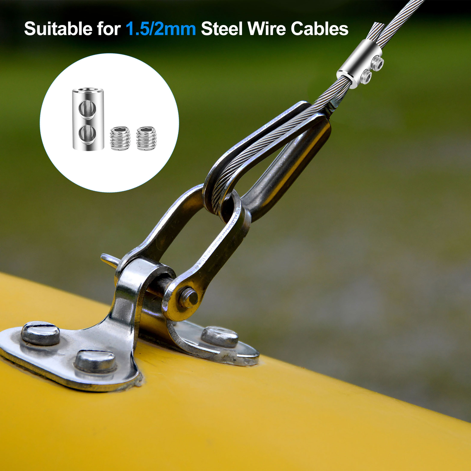 20pcs Double Wire Rope Clips Set Cable Clamps for 1-2.5mm Cable, Silver