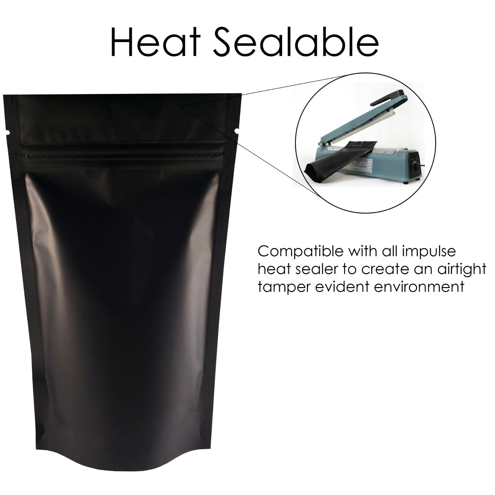 MATT FINISH FOIL ZIP LOCK RESEALABLE BAGS STAND UP POUCHES FOOD GRADE HEAT SEAL