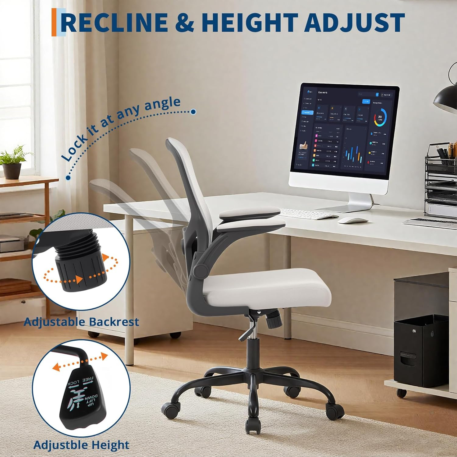 Ergonomic Mesh Office Chair 350Lbs with Adjustable Lumbar Support & Wheels