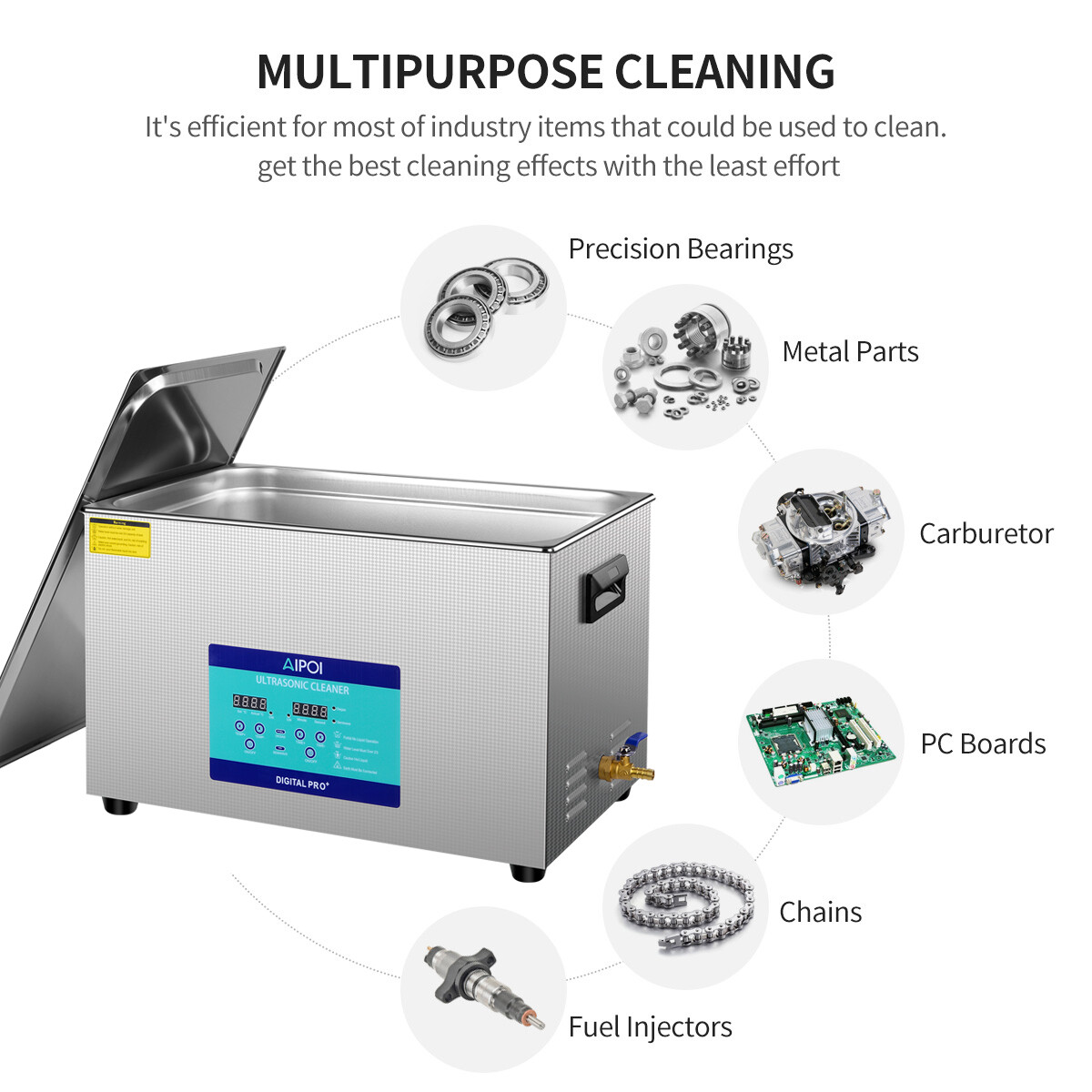 30L Ultrasonic Cleaner with Timer Heating Machine Digital Sonic Cleaner Degas