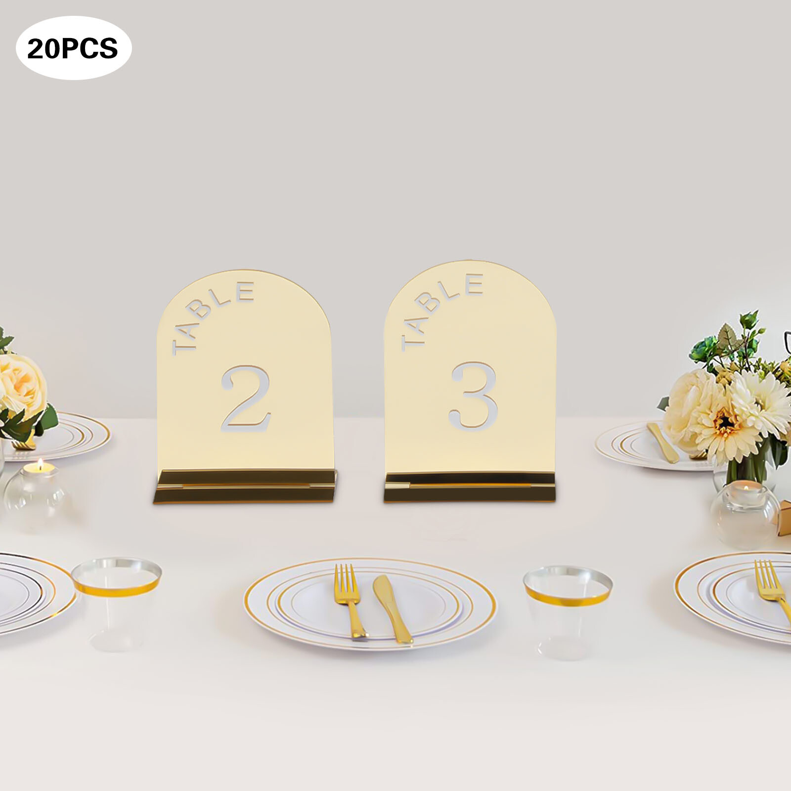 20 Pcs Wedding Table Numbers Mirror Acrylic Table Number Table Sign Numbers