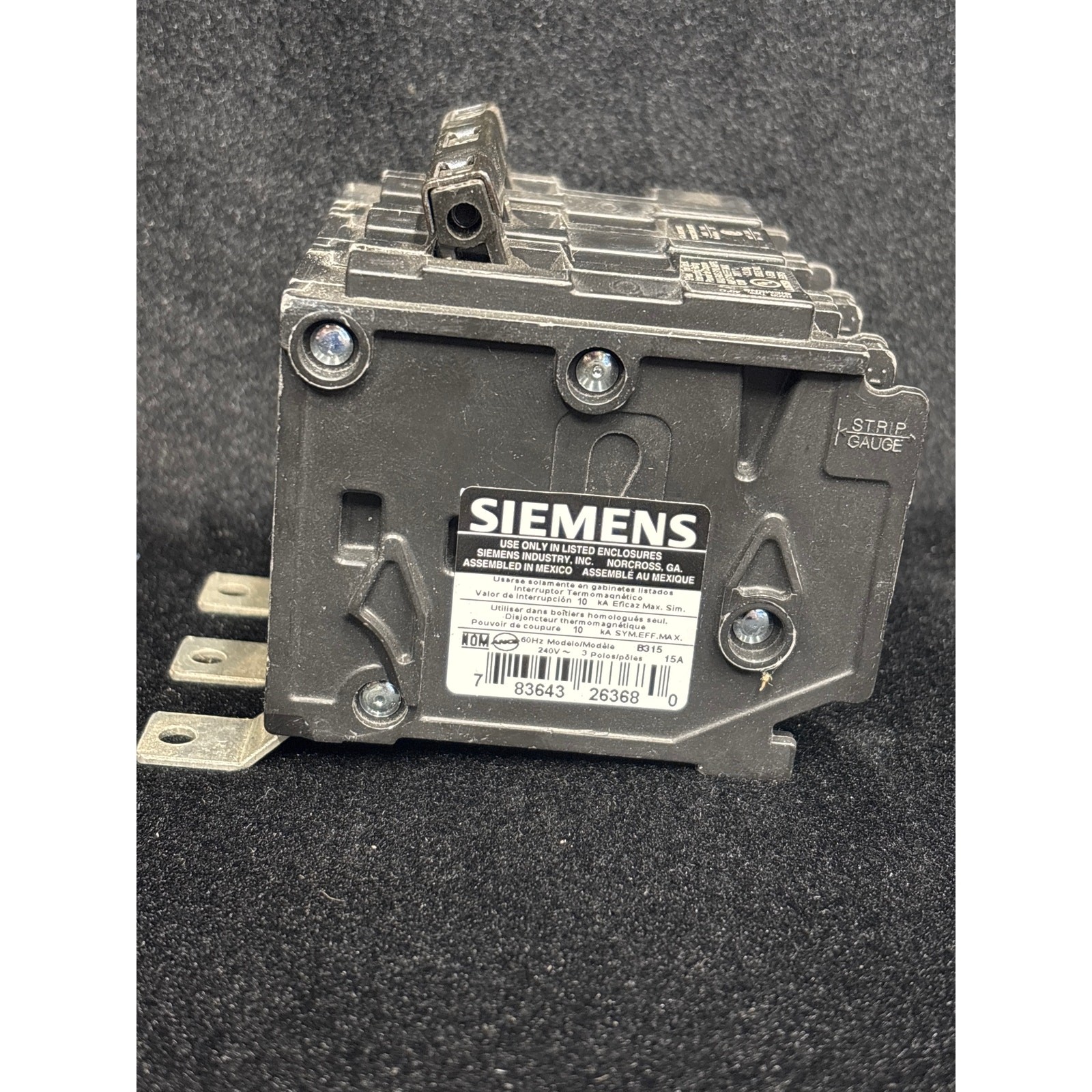 Siemens B315 15A 240V 3-Pole Bolt-On Circuit Breaker