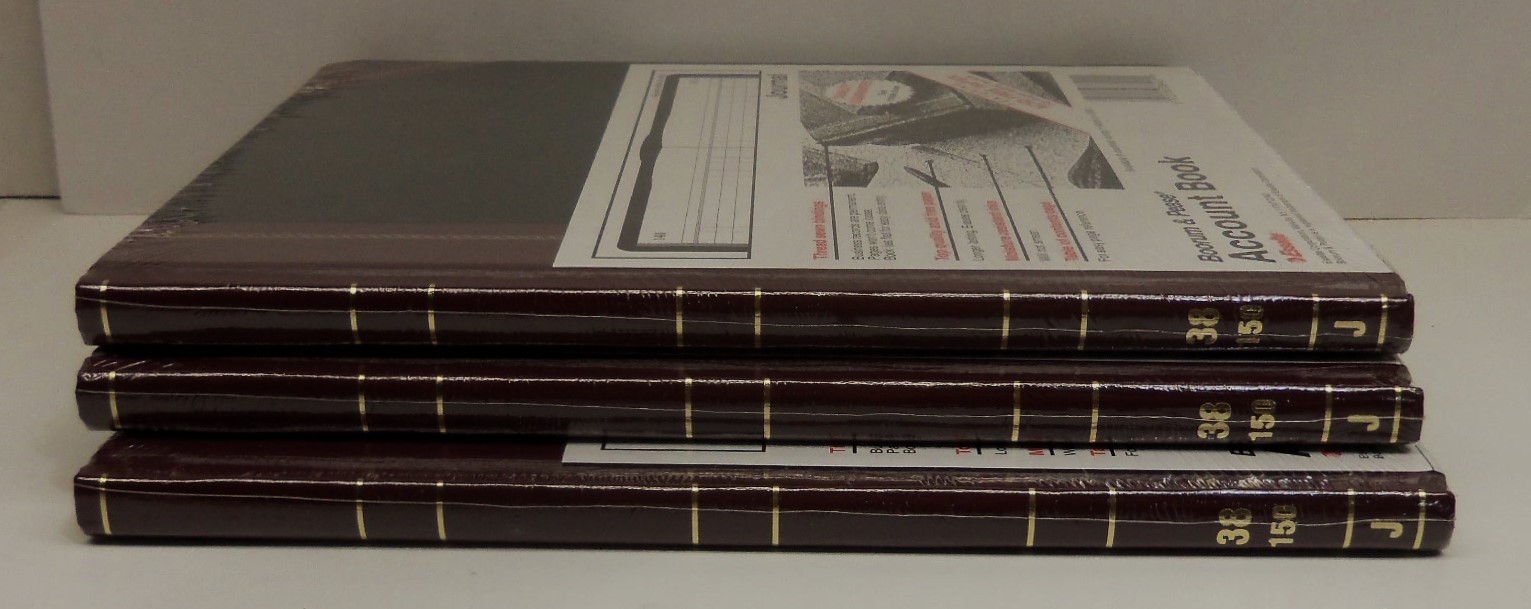 3 SEALED Boorum & Pease 38-150-J Account Book/Journal Ruled Black Smyth-sewn