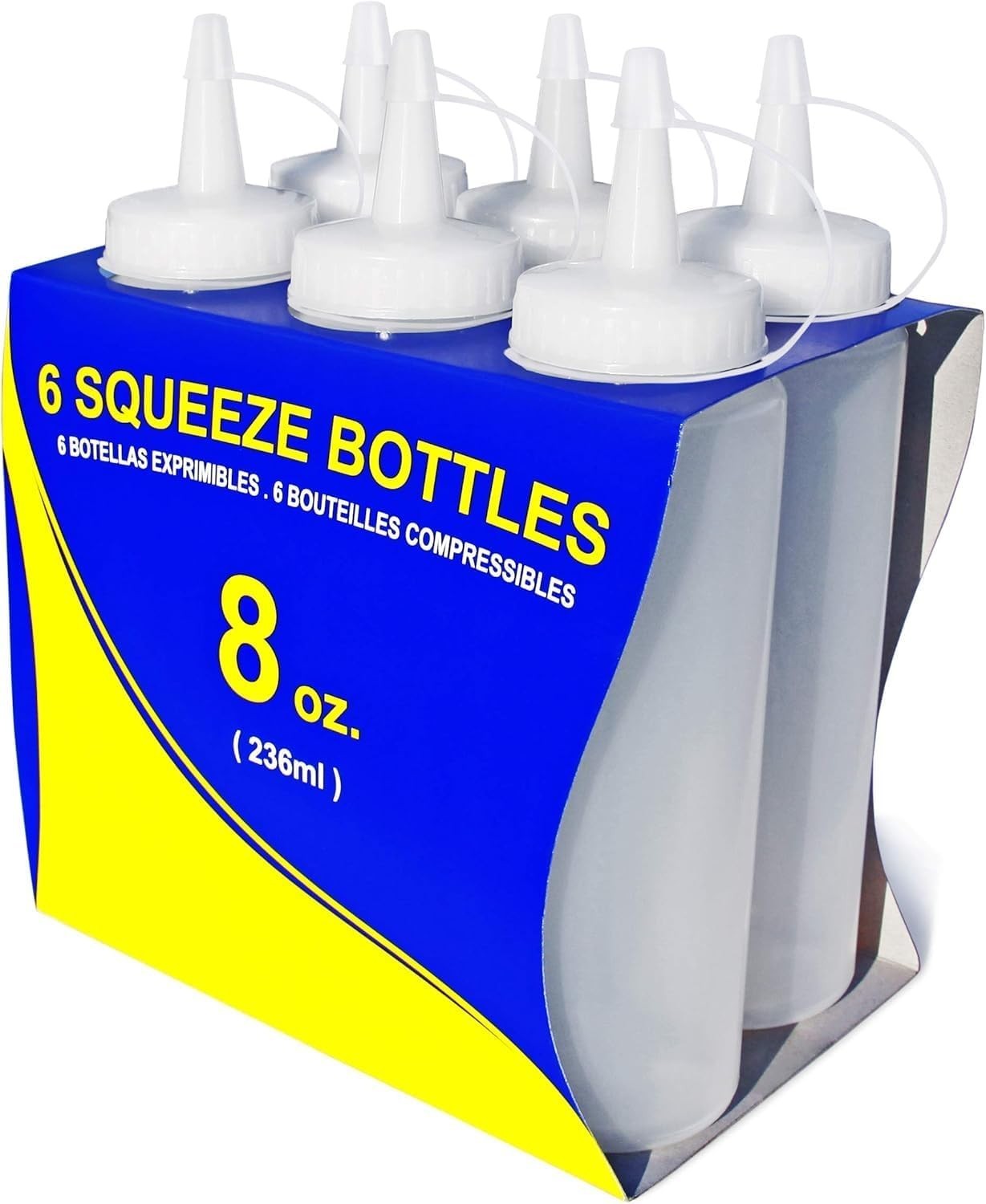 Plastic Squeeze Bottles 8 oz Clear Pack of 6 Leak Resistant BPA Free Reusable