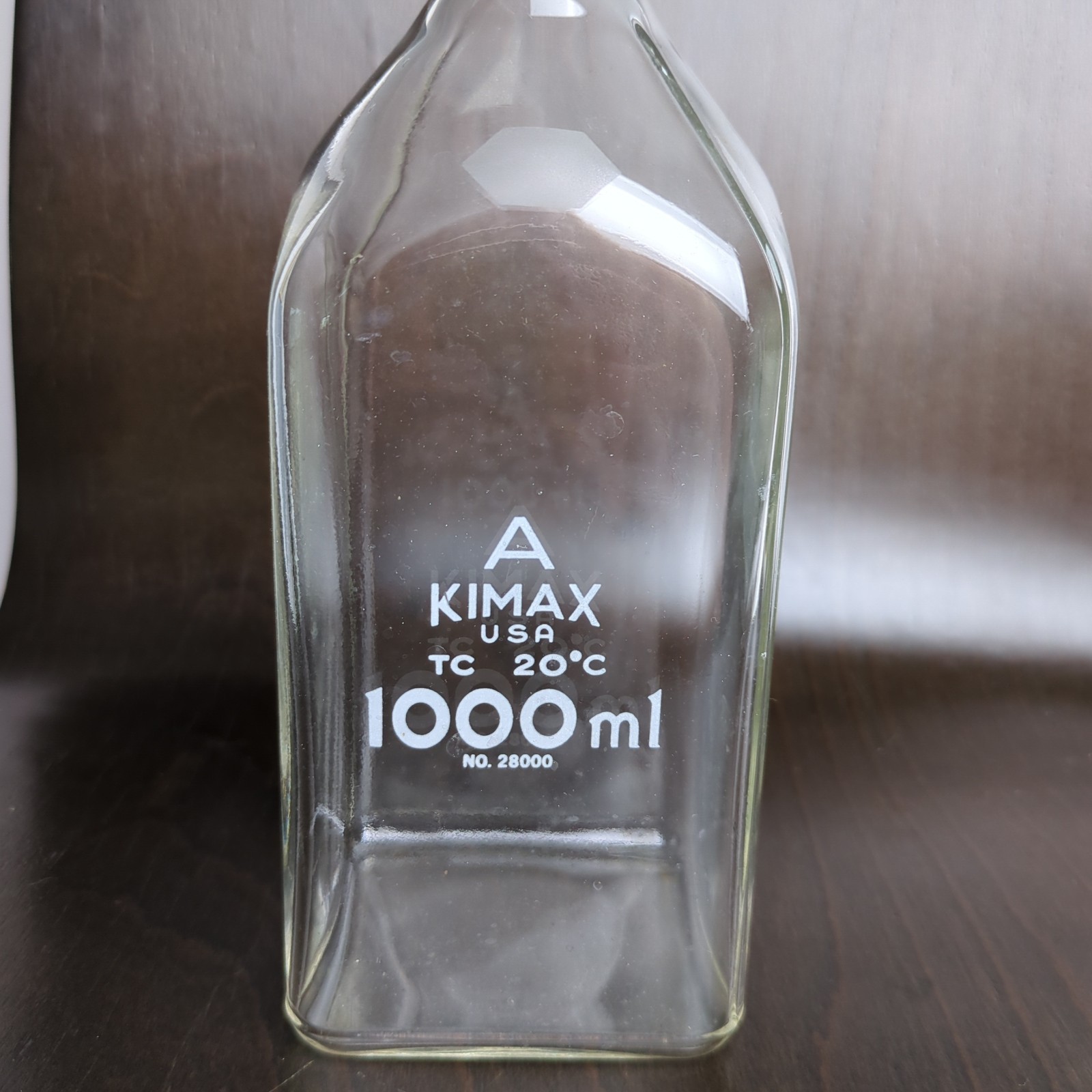 KIMAX KIMBLE DWK Glass 1000mL 1L Square Volumetric Flat Bottom Flask 28000