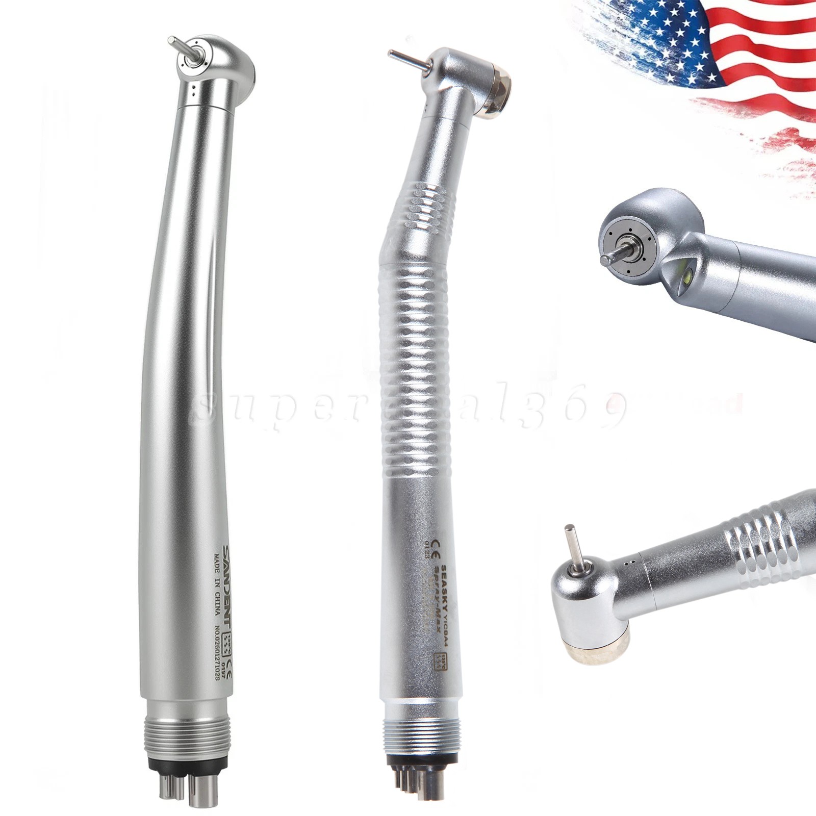 1-10pcs Dental High Speed Handpiece/45 Degree LED E-generator Triple 4 Holes