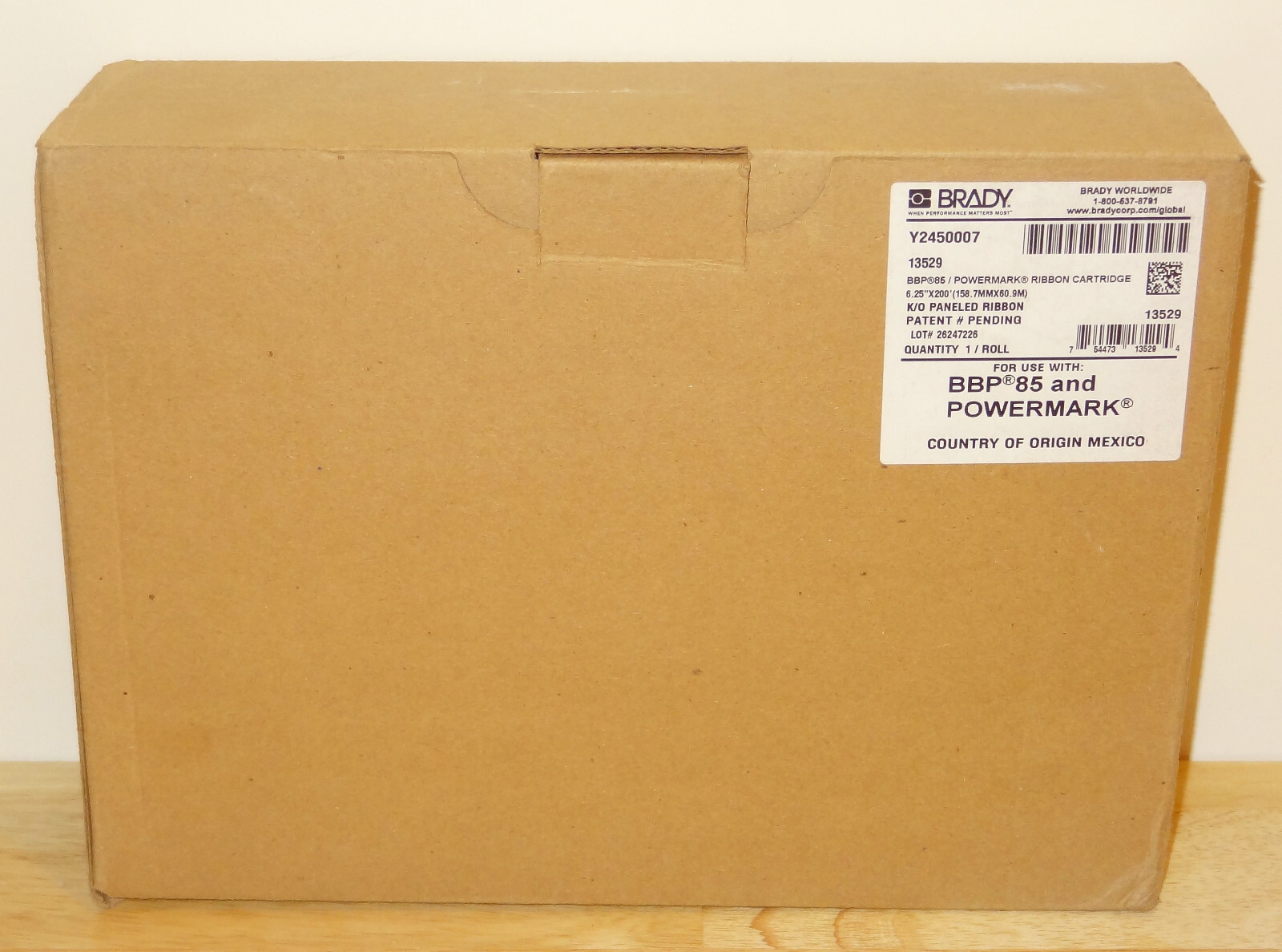 Brady 13529 PowerMark Two Panel Color Ribbon Black & Orange 200′ L x 6.25″ W