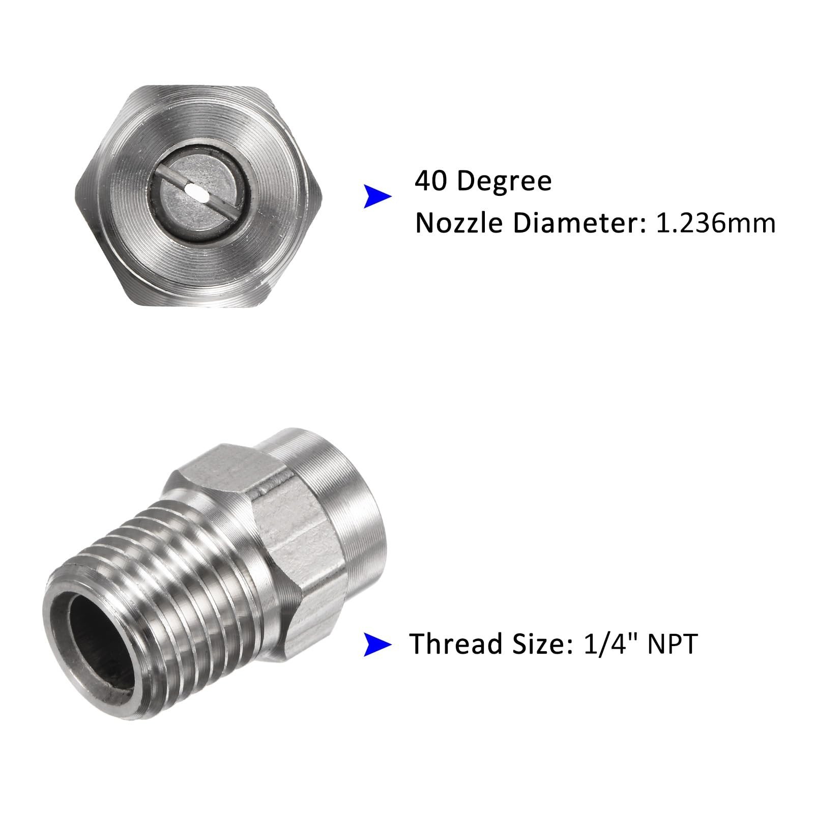 40° Surface Cleaner Tips 1/4″ NPT Stainless Steel Cleaner Pressure Nozzles 6 Pac